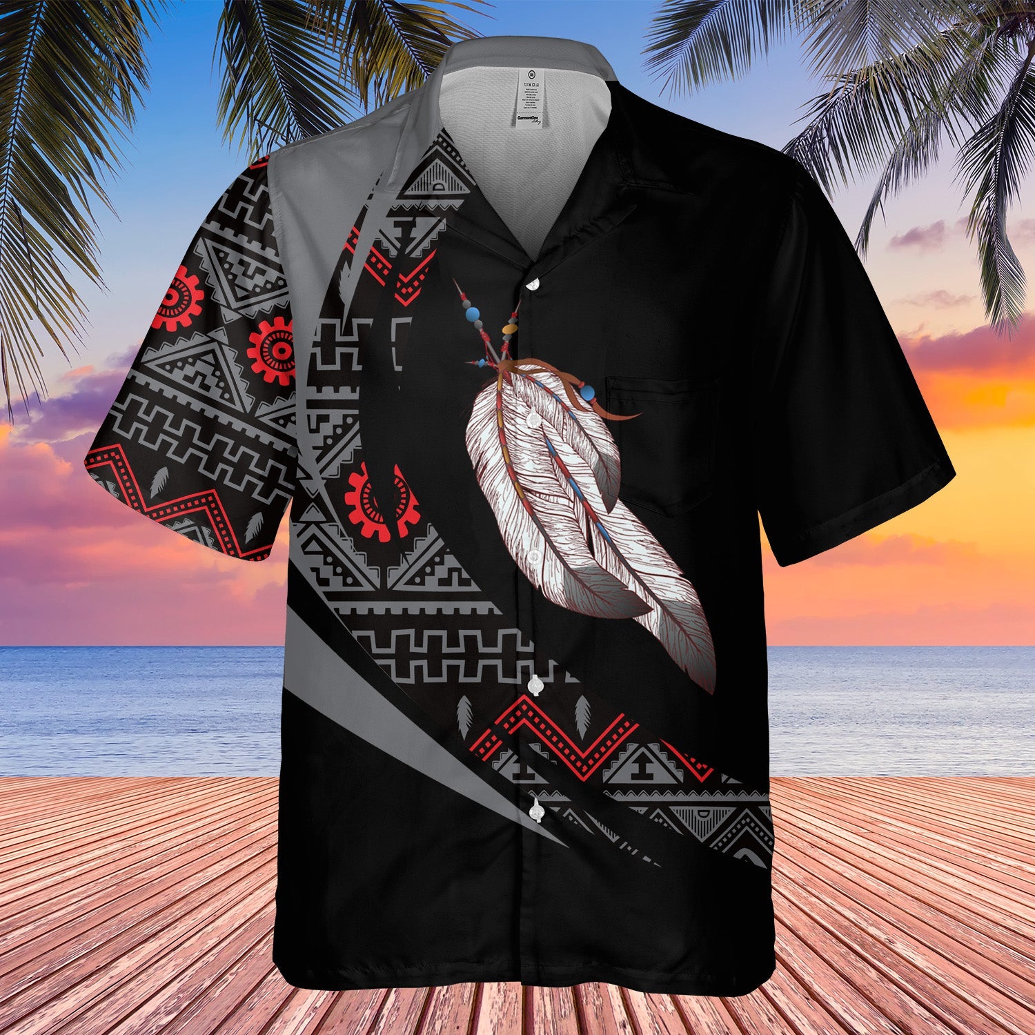 GB-HW000727 Tribe Design Native American Hawaiian Shirt 3D