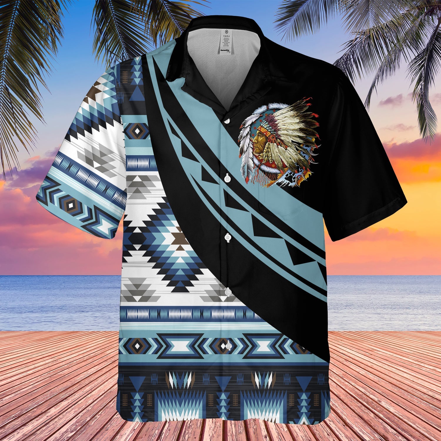 GB-HW001103 Tribe Design Native American Hawaiian Shirt 3D