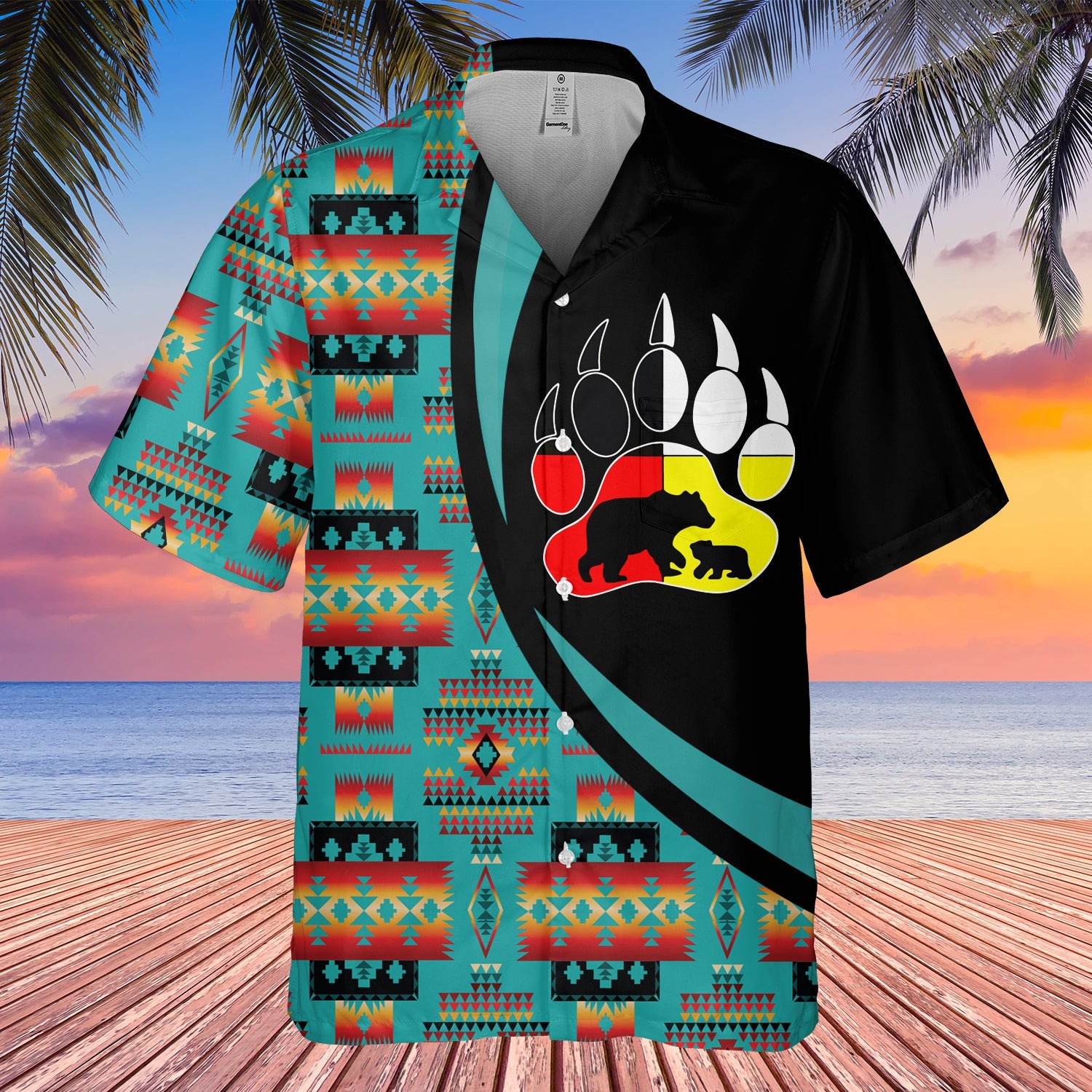 GB-HW000736 Tribe Design Native American Hawaiian Shirt 3D