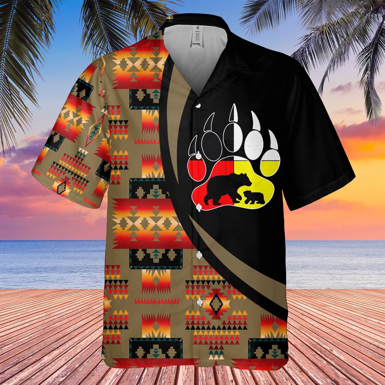 GB-HW000742 Tribe Design Native American Hawaiian Shirt 3D