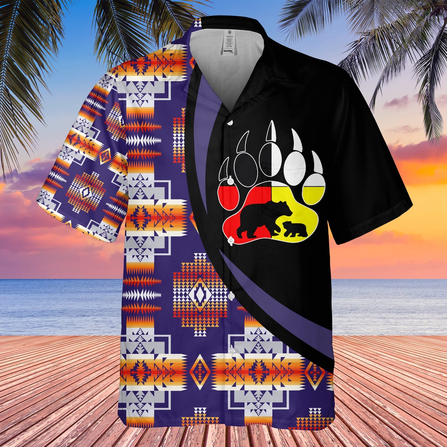 GB-HW000746 Tribe Design Native American Hawaiian Shirt 3D