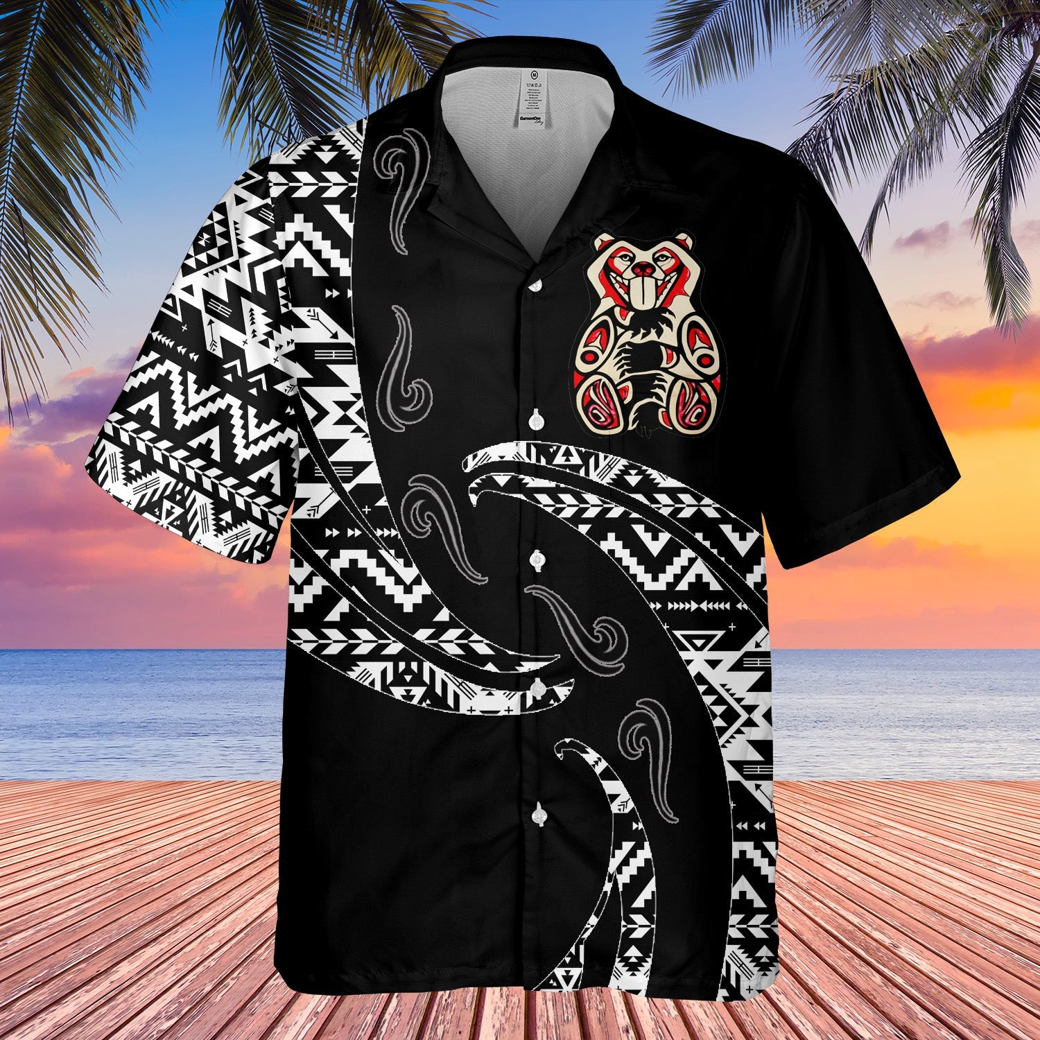 GB-HW001065 Tribe Design Native American Hawaiian Shirt 3D