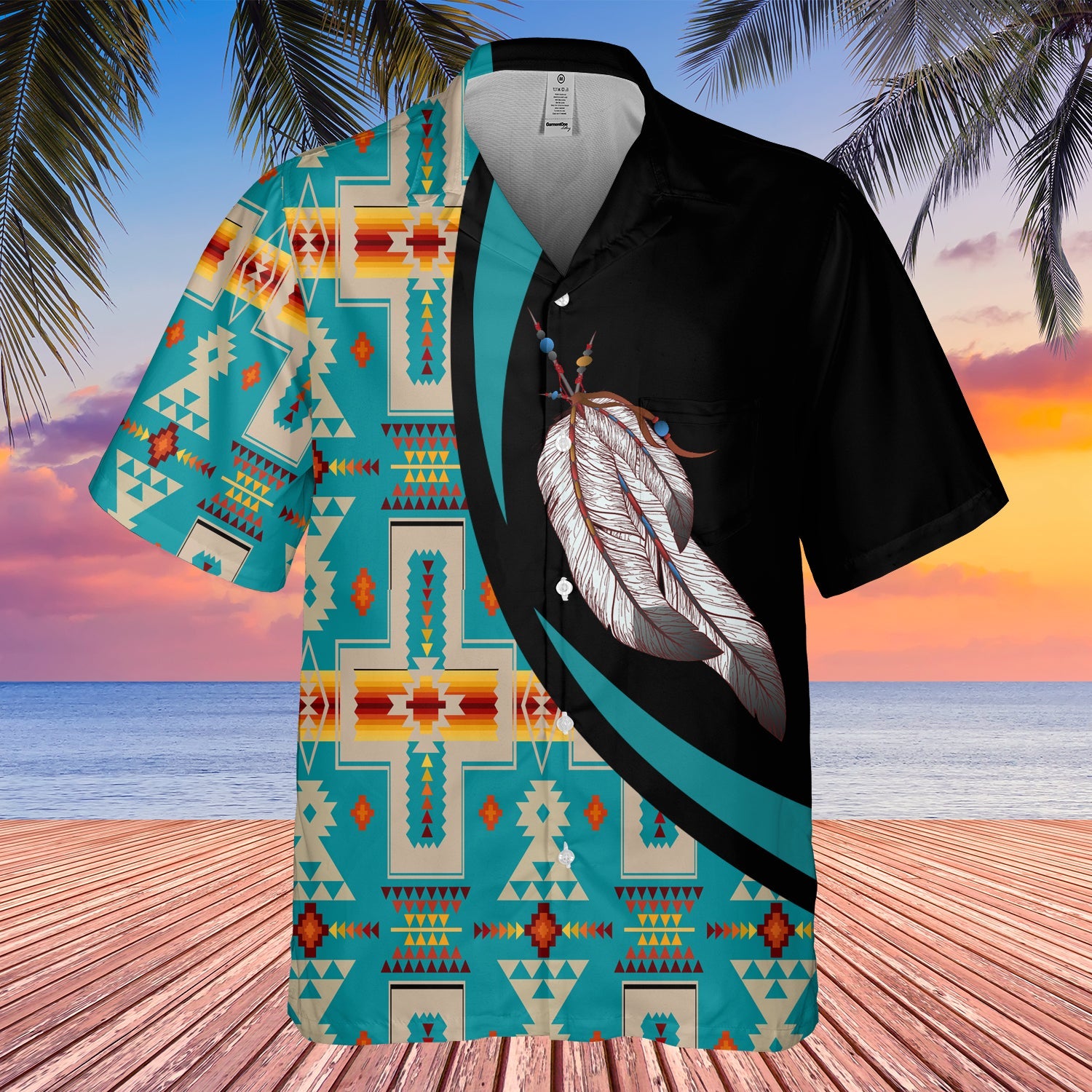 GB-HW000772 Tribe Design Native American Hawaiian Shirt 3D