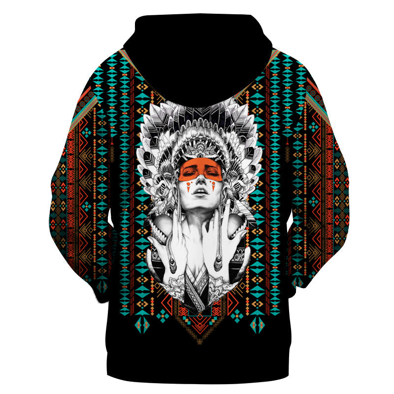 GB-NAT00369 Native Girl Pattern Pattern 3D Hoodie