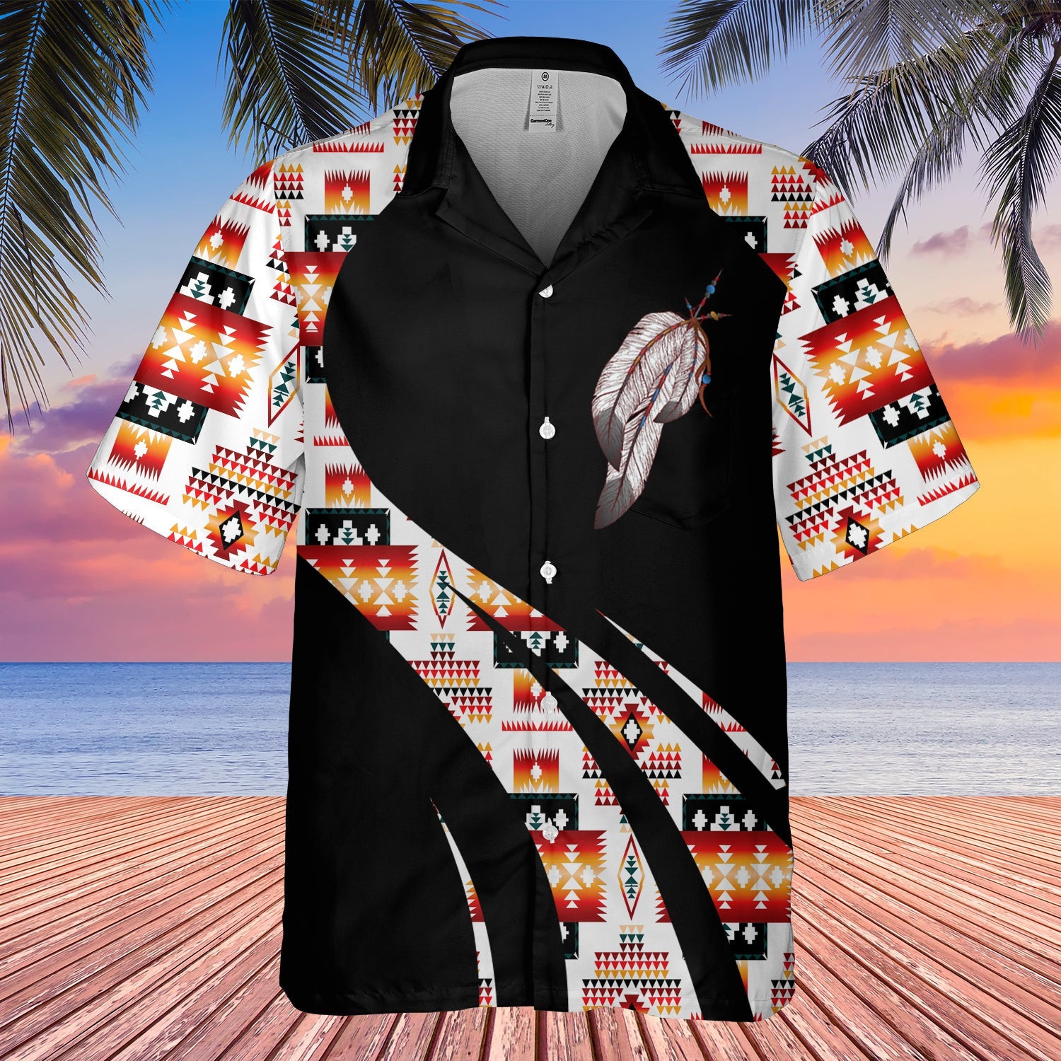 GB-HW000803 Tribe Design Native American Hawaiian Shirt 3D