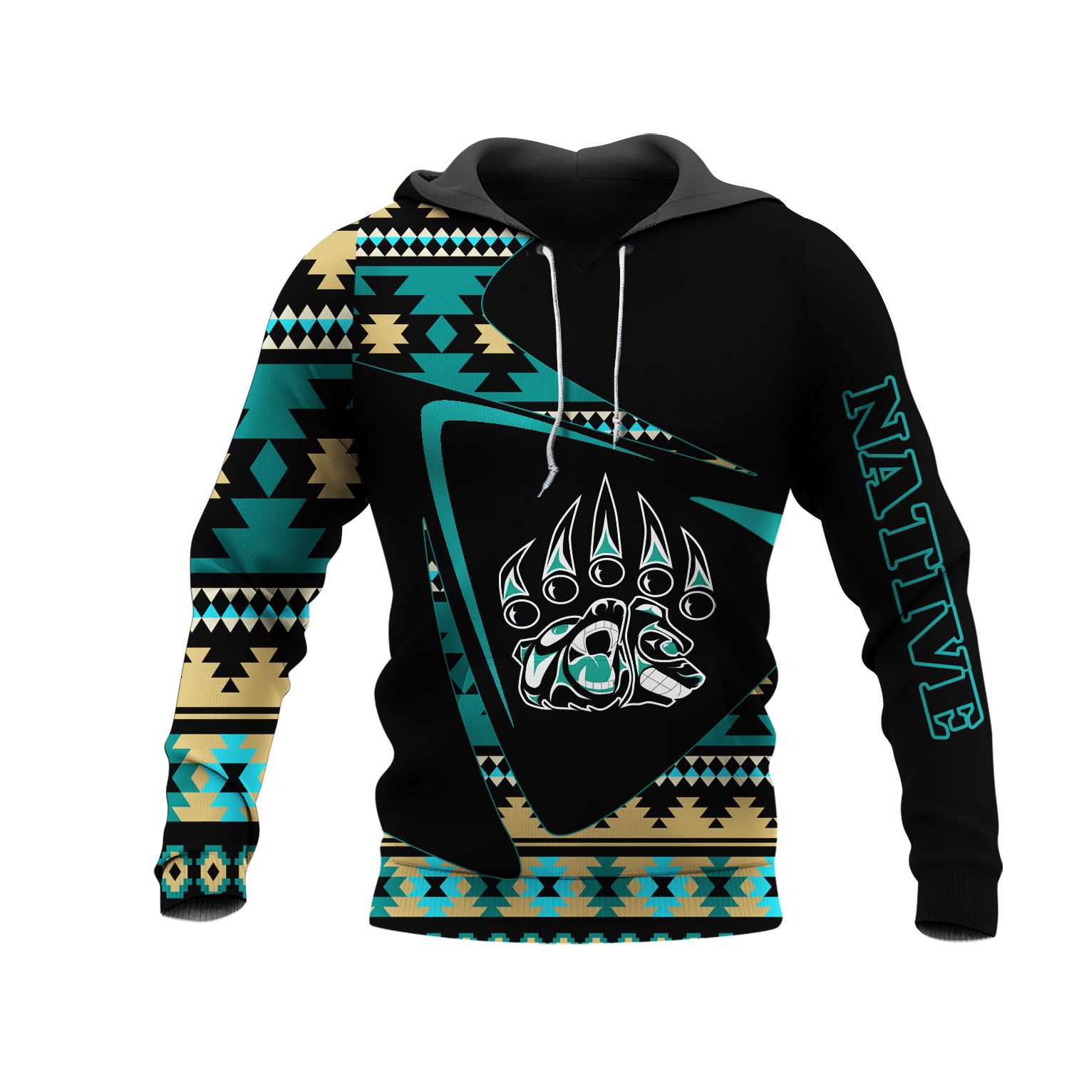 HD0013136 Bear Pattern Native American Pride 3D Hoodie