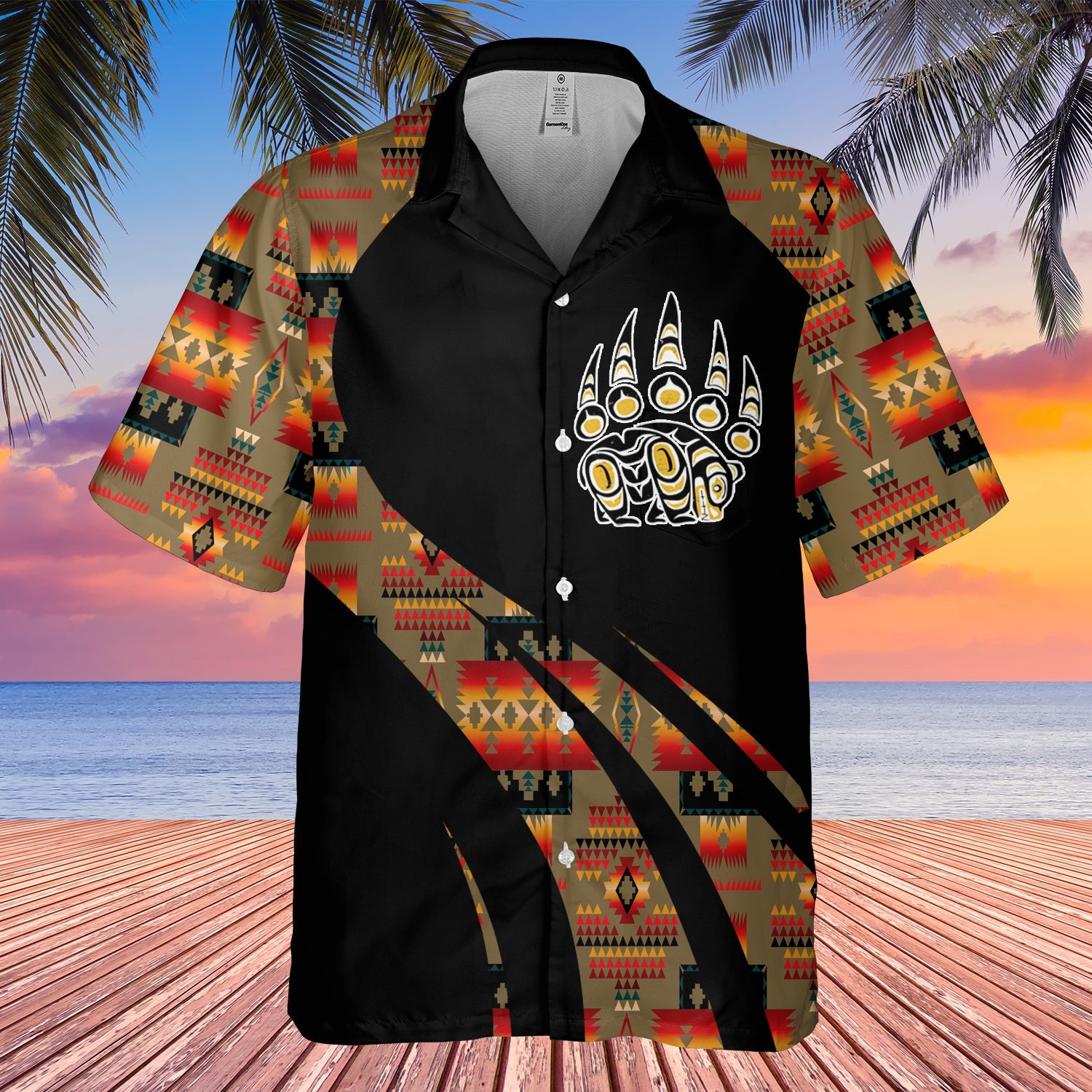GB-HW000816 Tribe Design Native American Hawaiian Shirt 3D