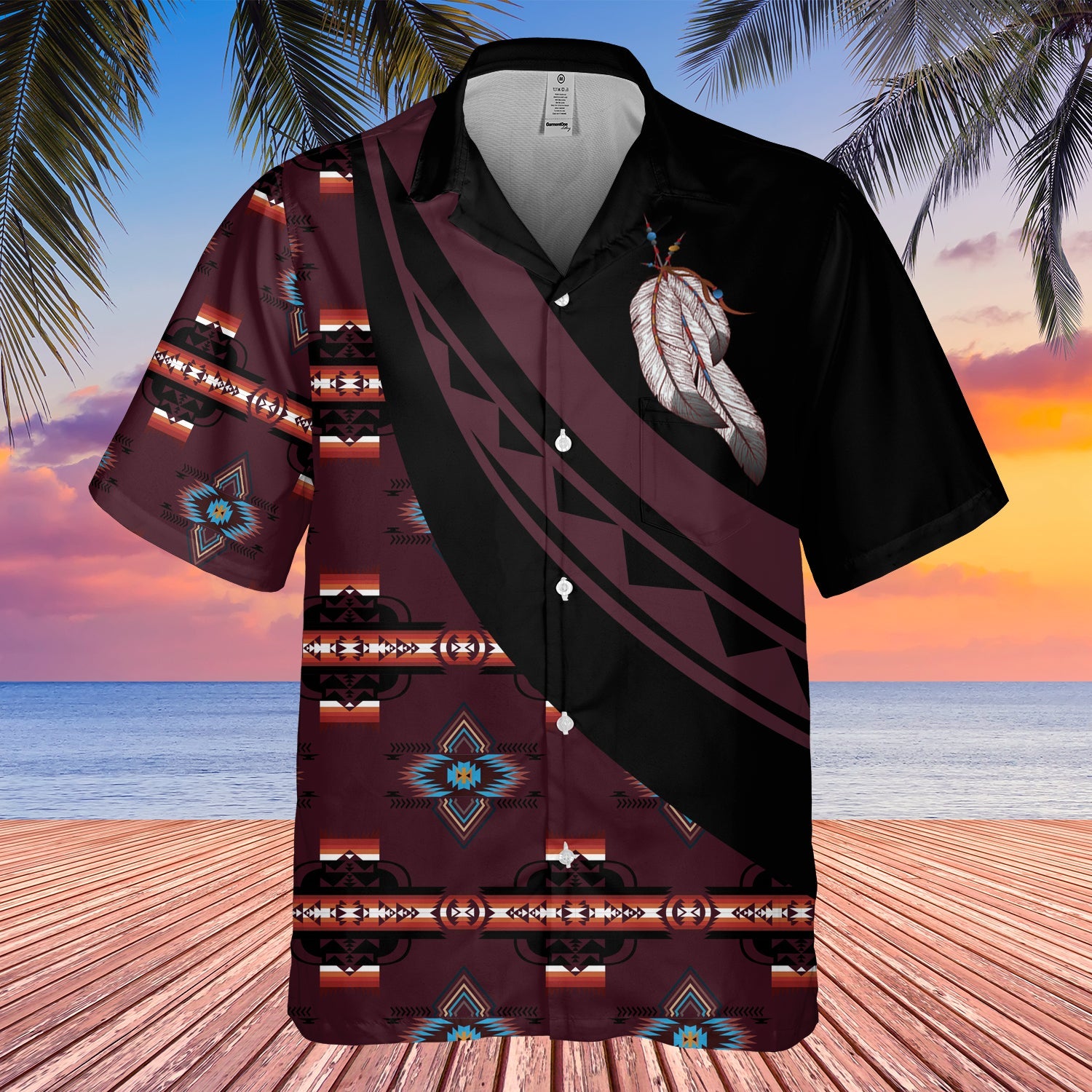 GB-HW001115 Tribe Design Native American Hawaiian Shirt 3D