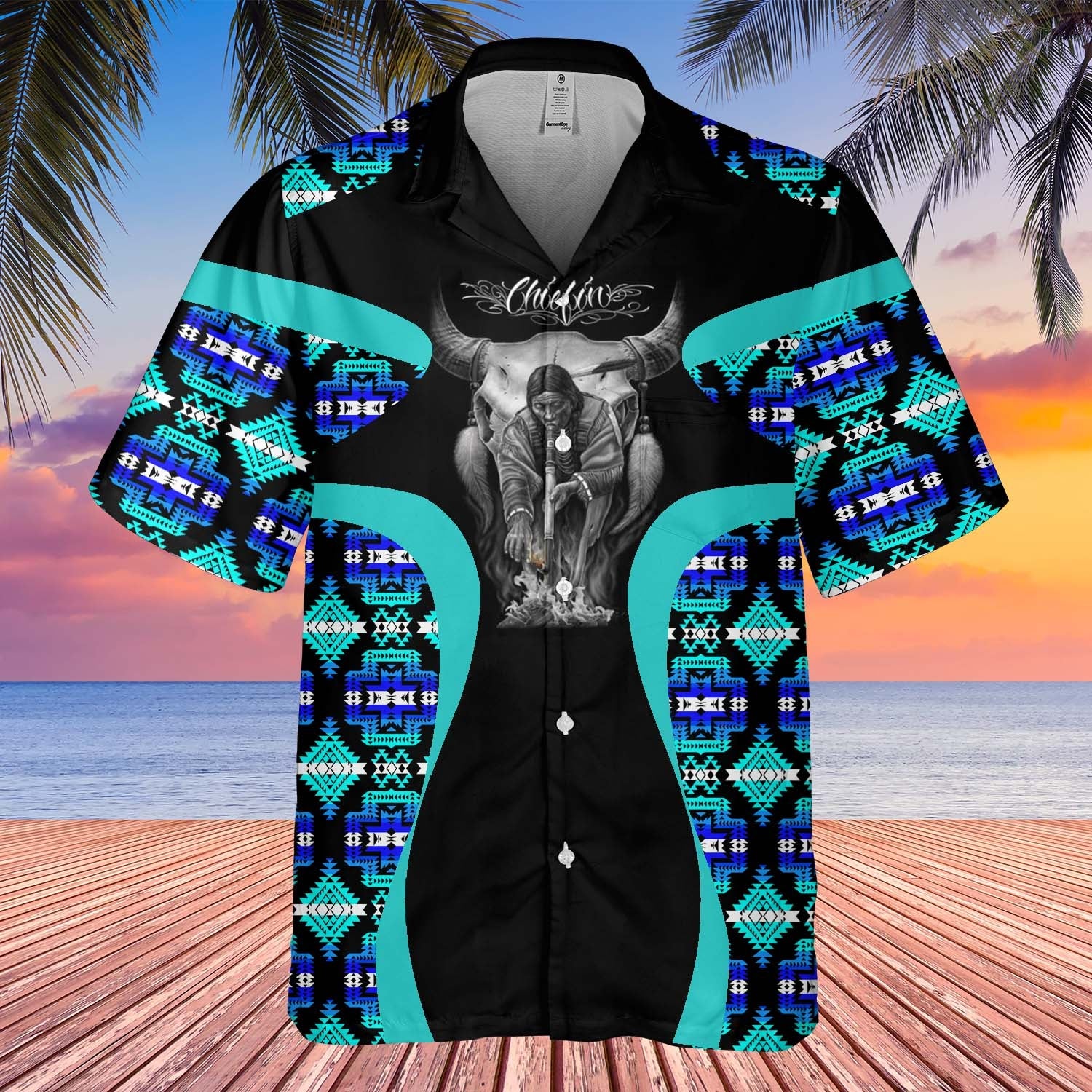 GB-HW000898 Tribe Design Native American Hawaiian Shirt 3D