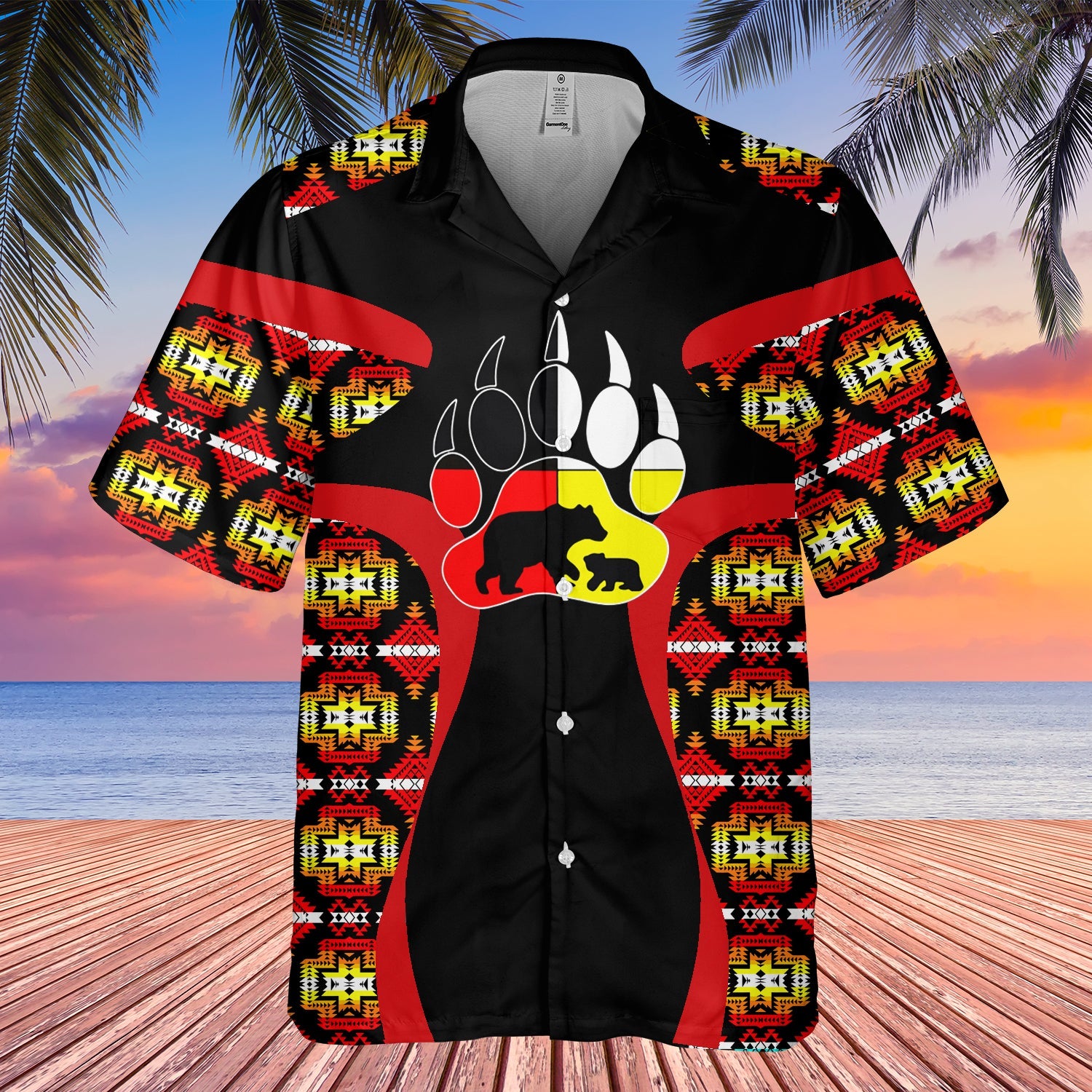 GB-HW000900 Tribe Design Native American Hawaiian Shirt 3D