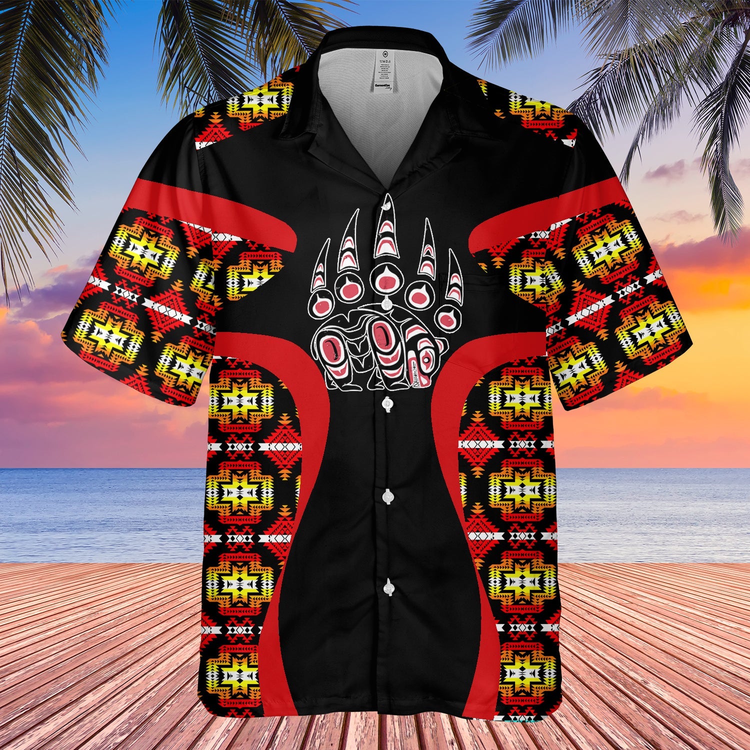 GB-HW000901 Tribe Design Native American Hawaiian Shirt 3D