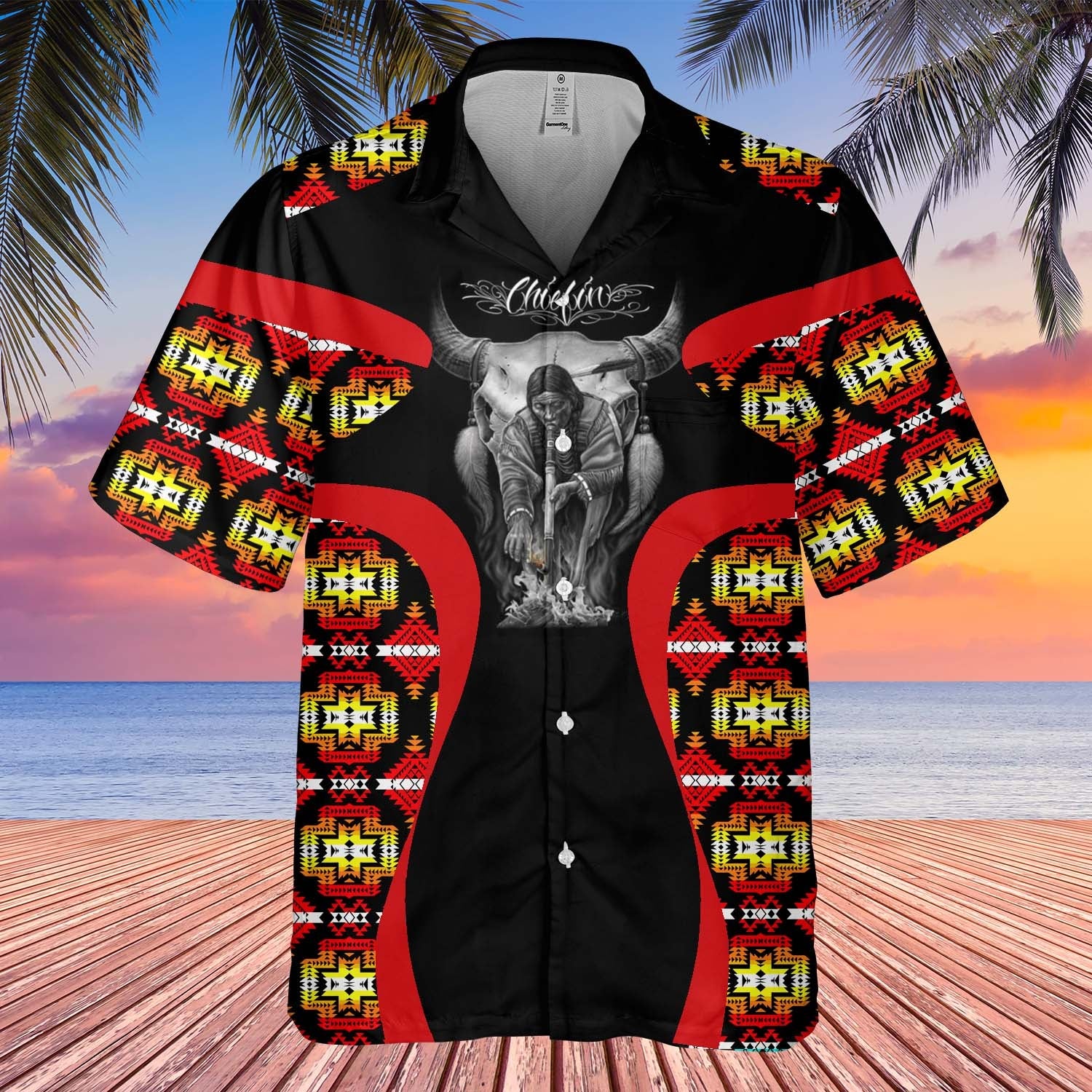 GB-HW000903 Tribe Design Native American Hawaiian Shirt 3D