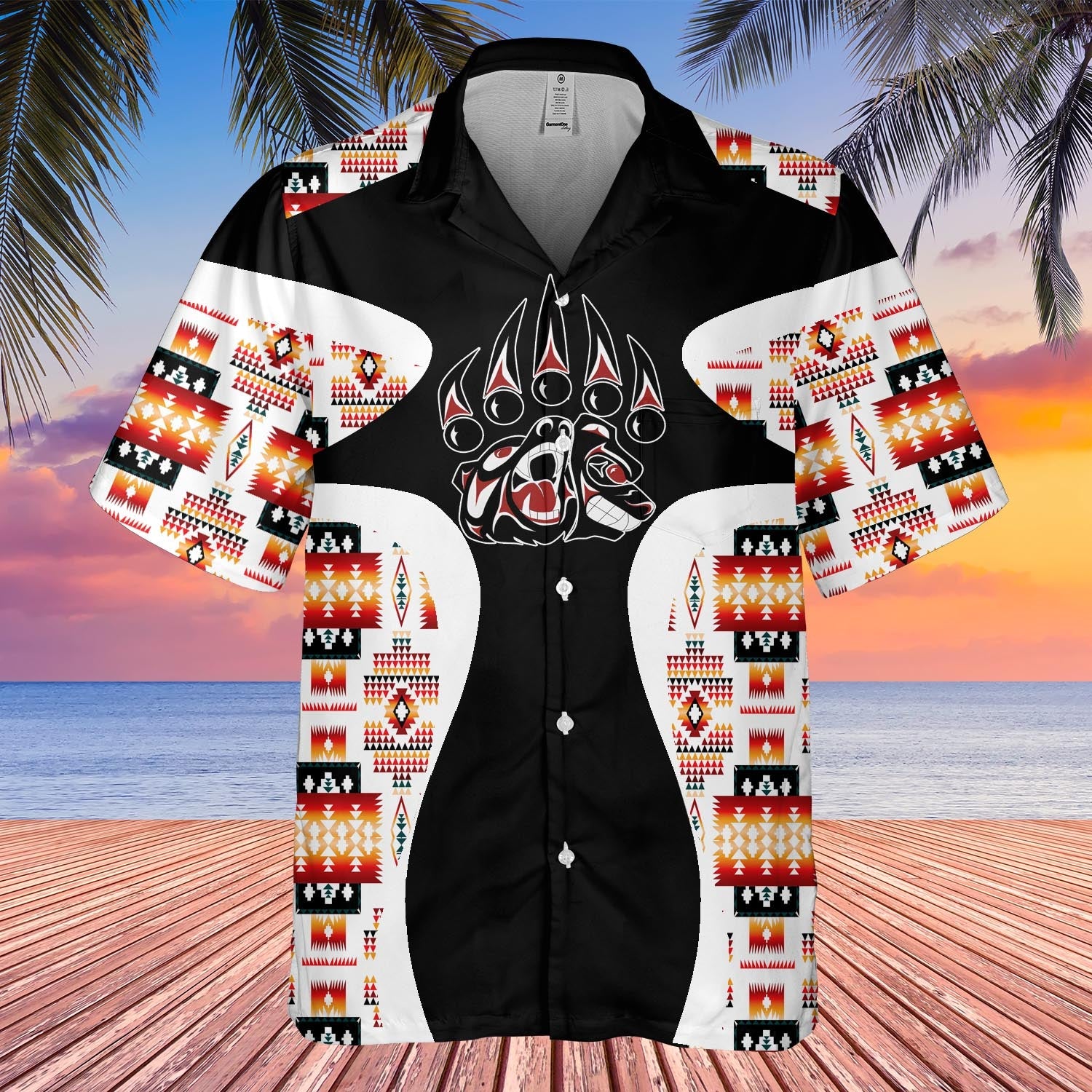 GB-HW000910 Tribe Design Native American Hawaiian Shirt 3D