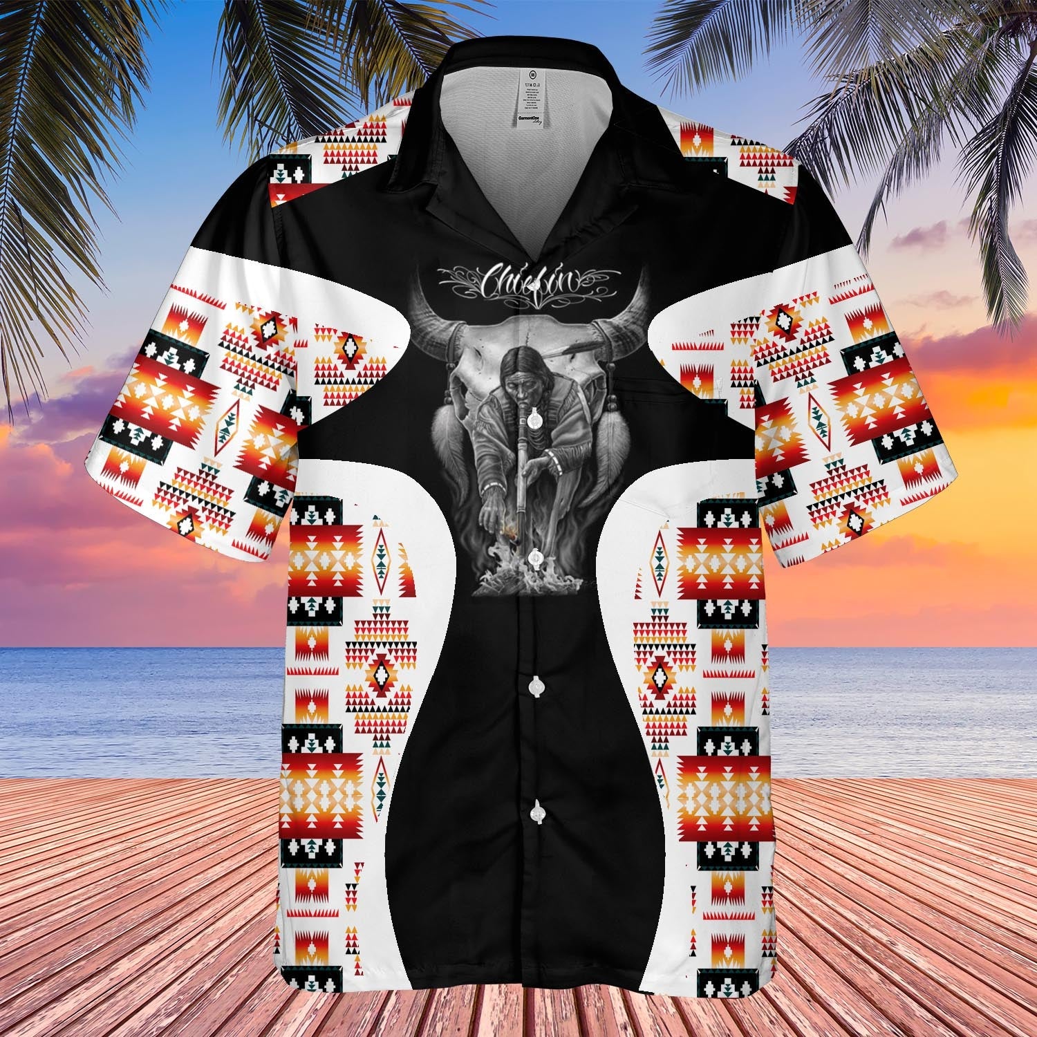 GB-HW000913 Tribe Design Native American Hawaiian Shirt 3D