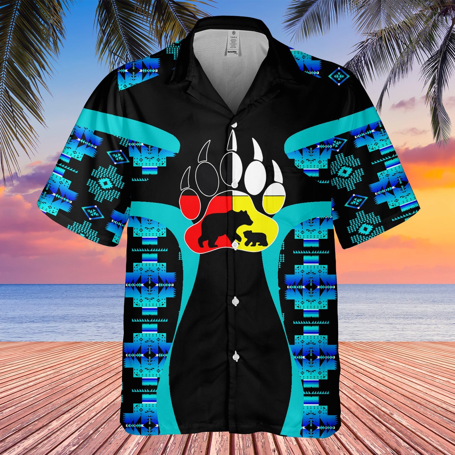 GB-HW000914 Tribe Design Native American Hawaiian Shirt 3D