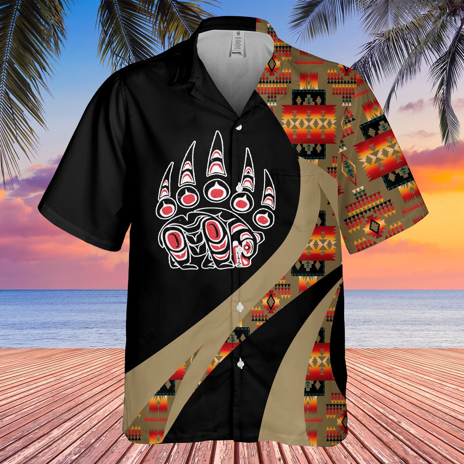 GB-HW000917 Tribe Design Native American Hawaiian Shirt 3D