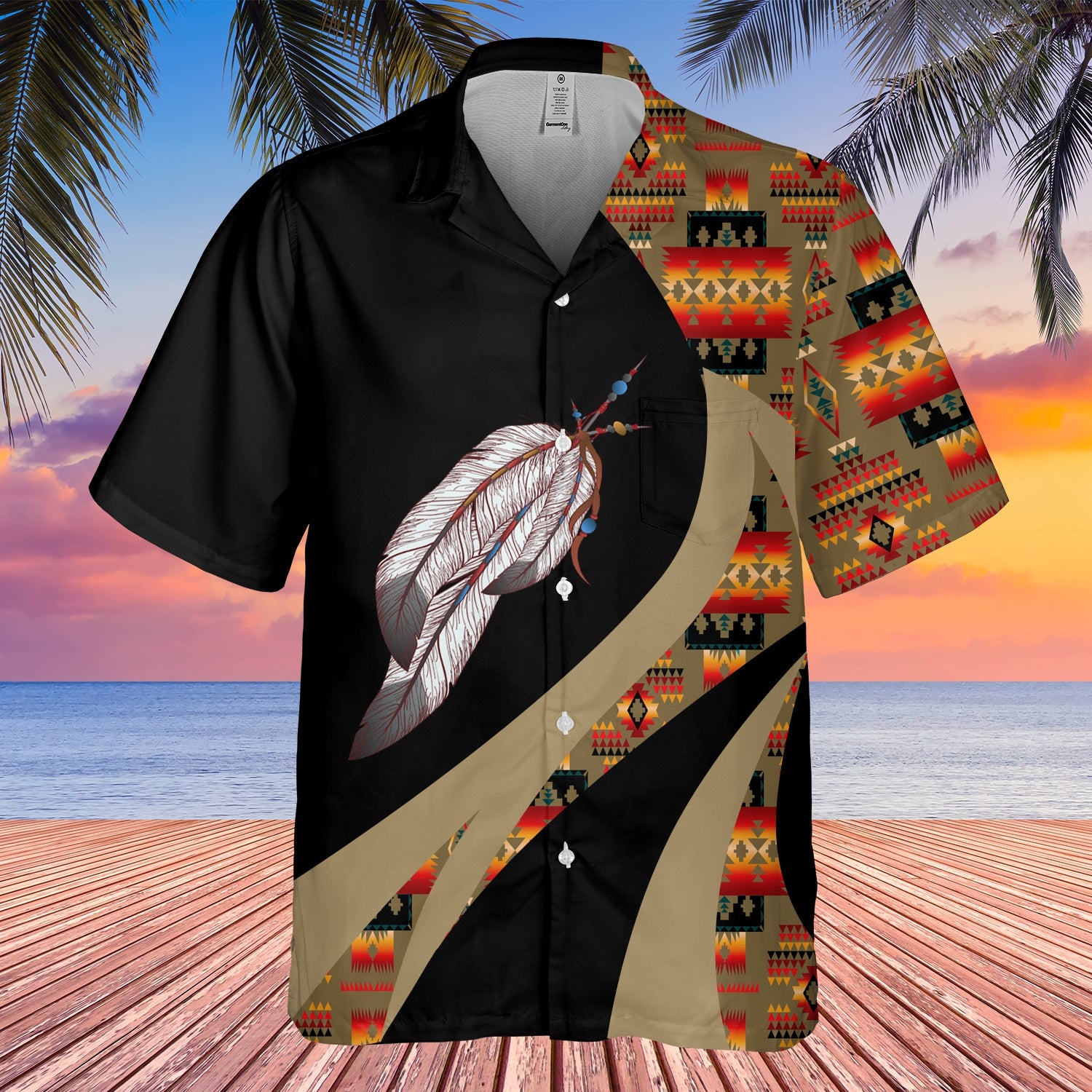 GB-HW000918 Tribe Design Native American Hawaiian Shirt 3D
