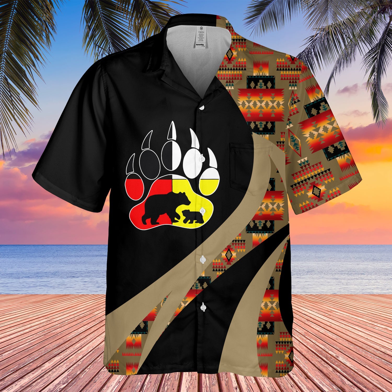 GB-HW000919 Tribe Design Native American Hawaiian Shirt 3D