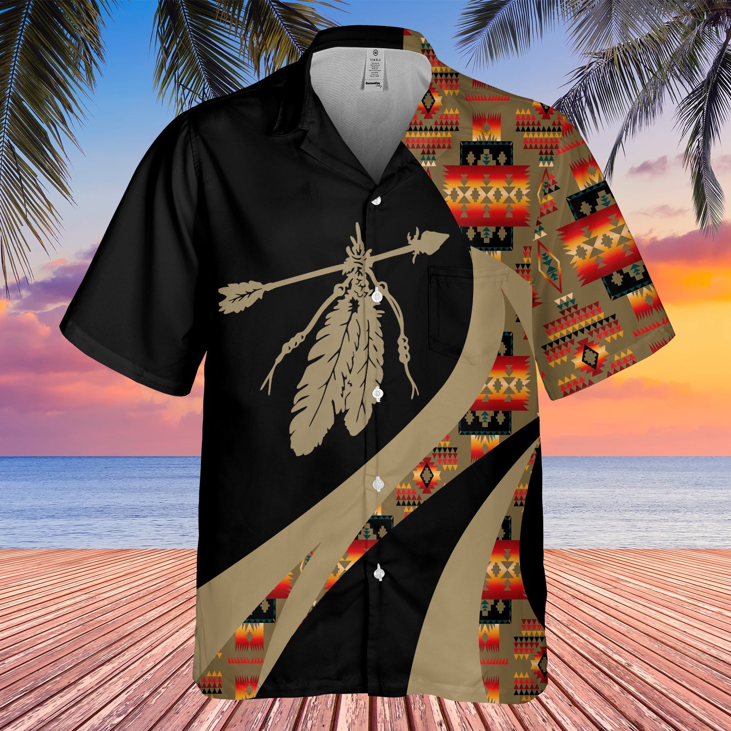 GB-HW000921 Tribe Design Native American Hawaiian Shirt 3D