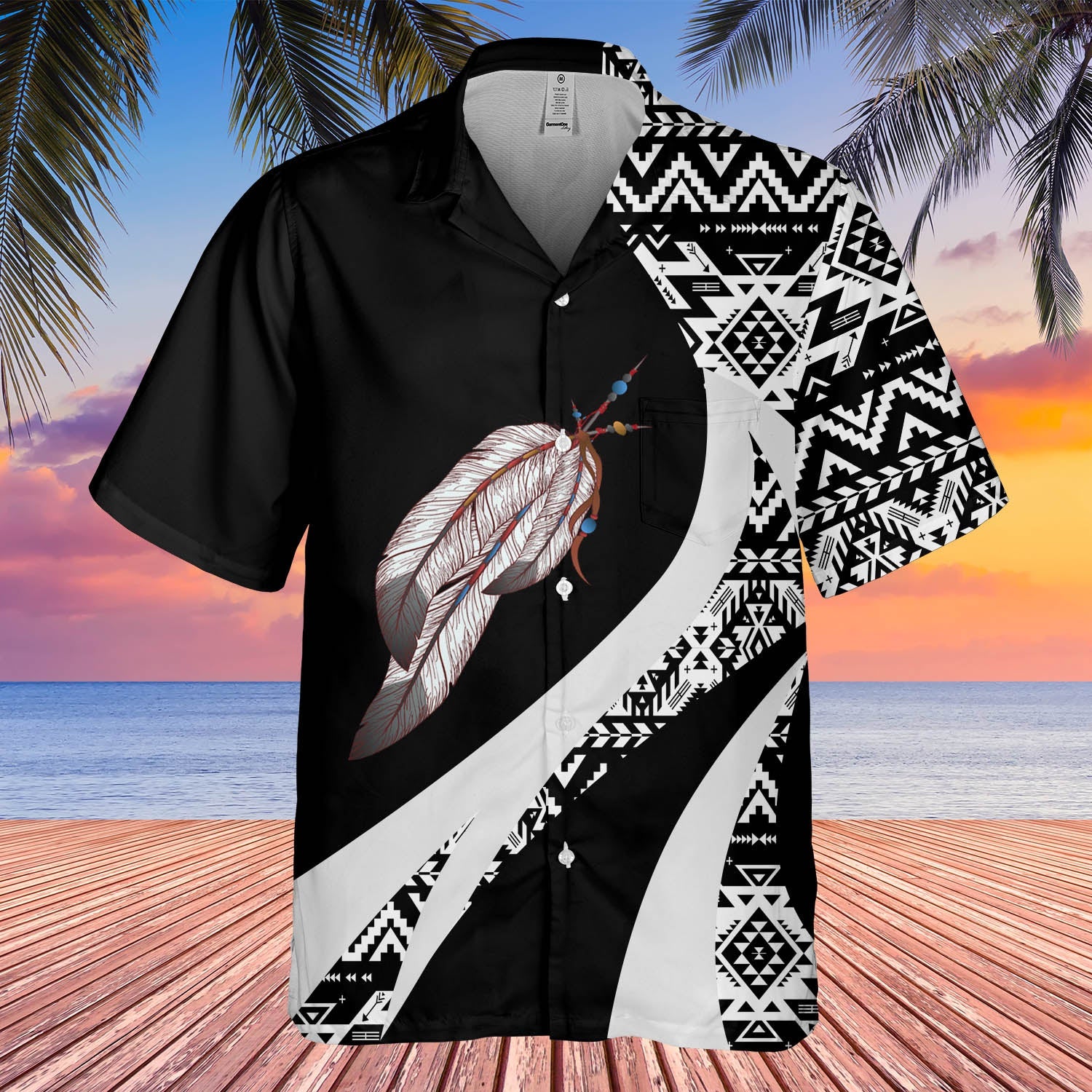 GB-HW000923 Tribe Design Native American Hawaiian Shirt 3D
