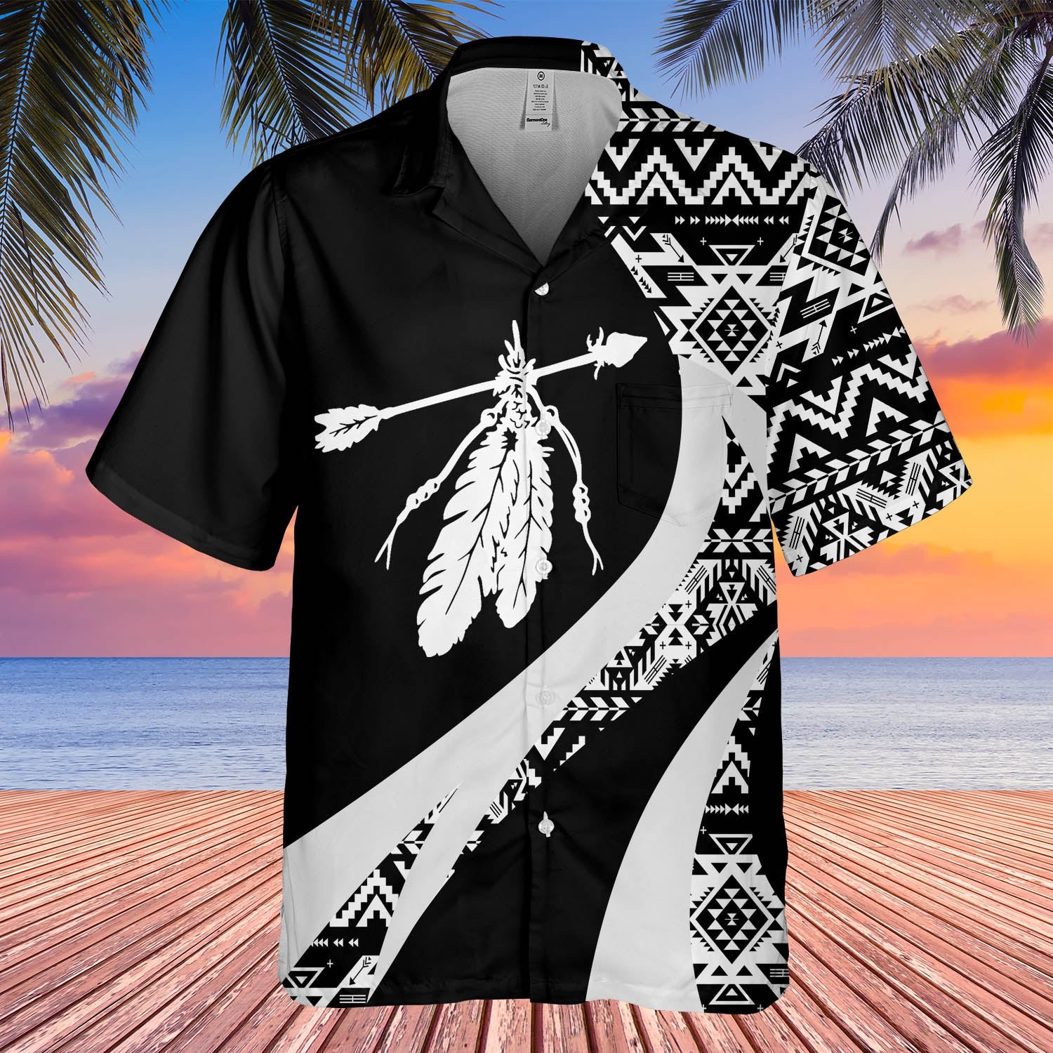 GB-HW000925 Tribe Design Native American Hawaiian Shirt 3D