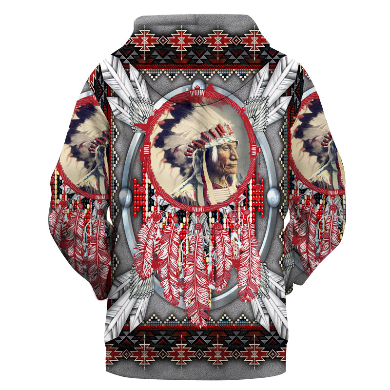GB-NAT00372 Chief Chief Red Dream Catcher Native 3D Hoodie