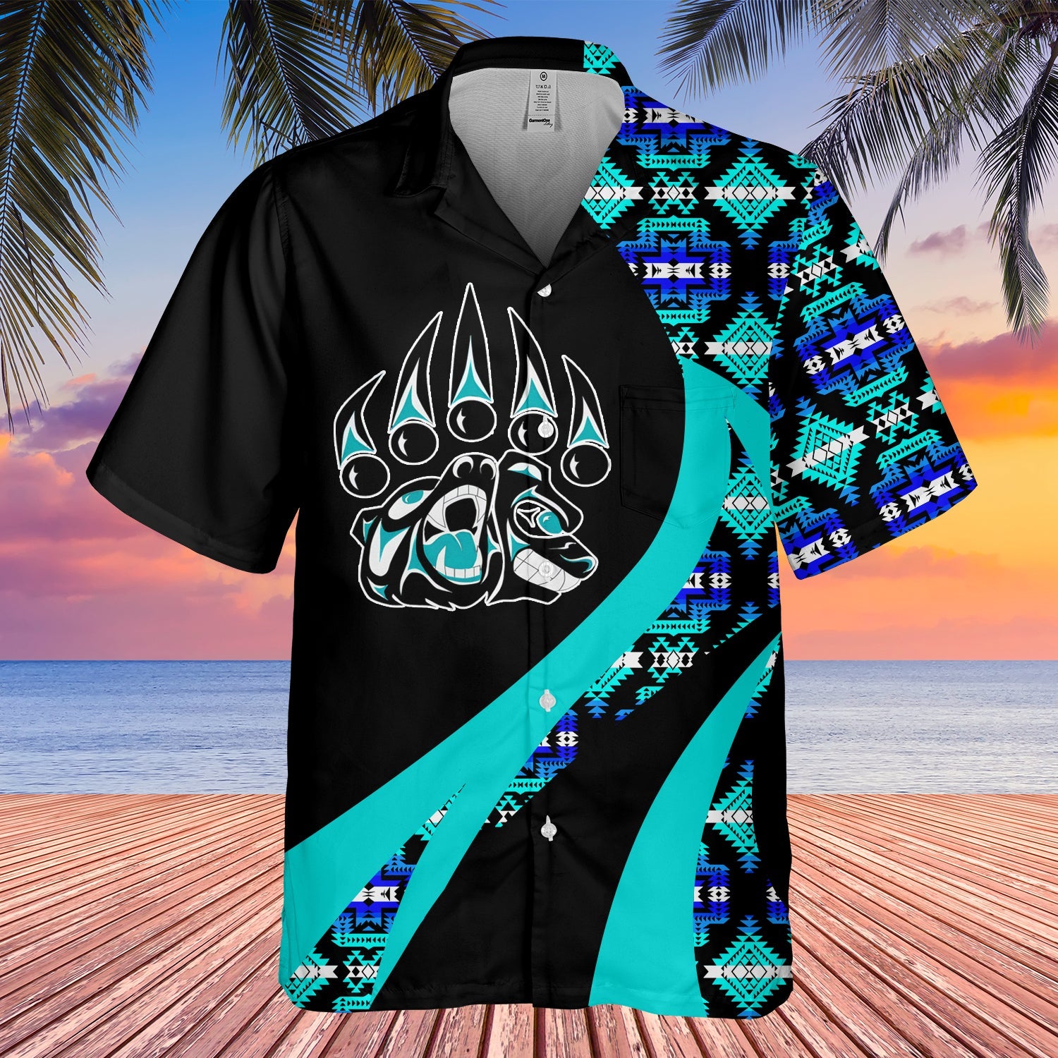 GB-HW000928 Tribe Design Native American Hawaiian Shirt 3D