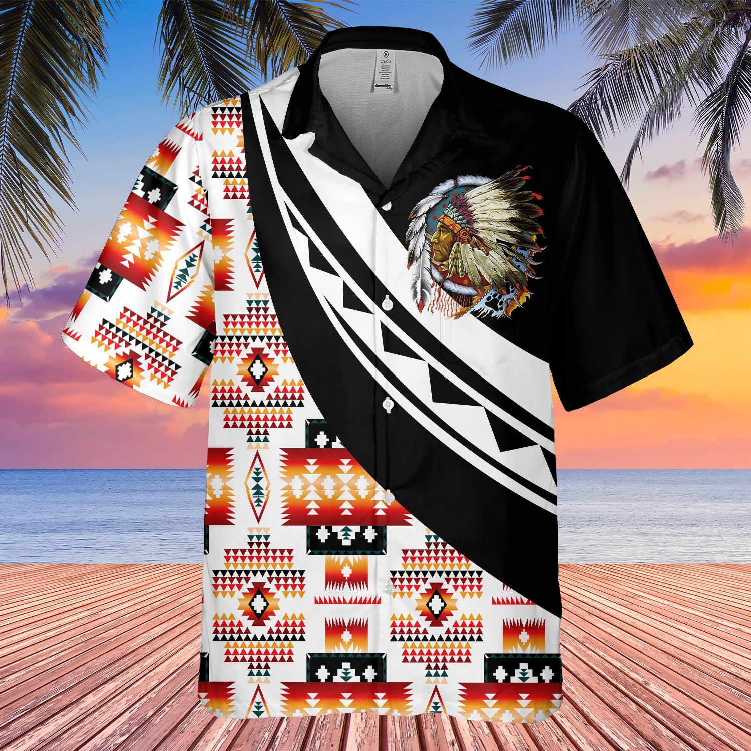 GB-HW001118 Tribe Design Native American Hawaiian Shirt 3D