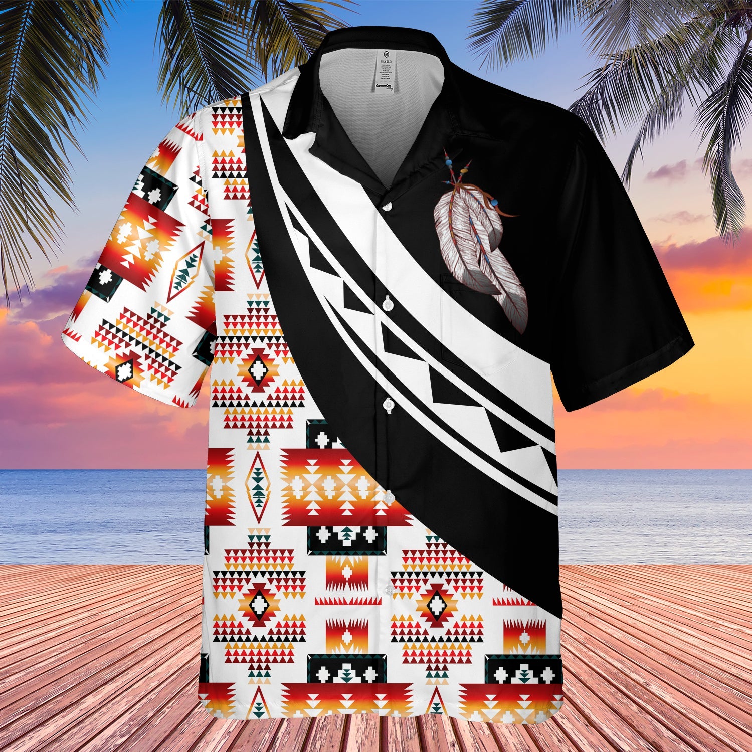GB-HW001119 Tribe Design Native American Hawaiian Shirt 3D