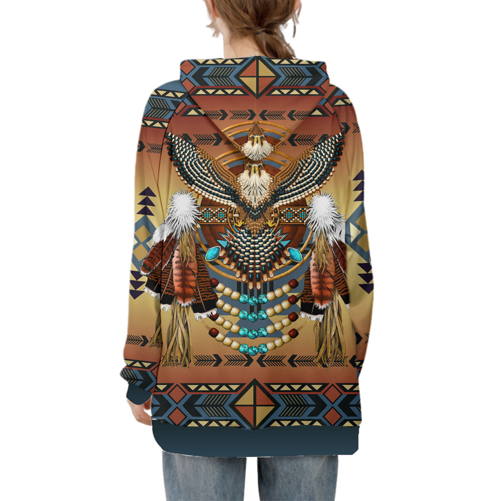 GB-NAT00057-03 Southwest Blue Symbol 3D Long Hoodies