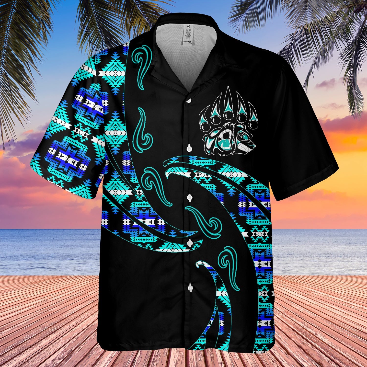 GB-HW001081 Tribe Design Native American Hawaiian Shirt 3D