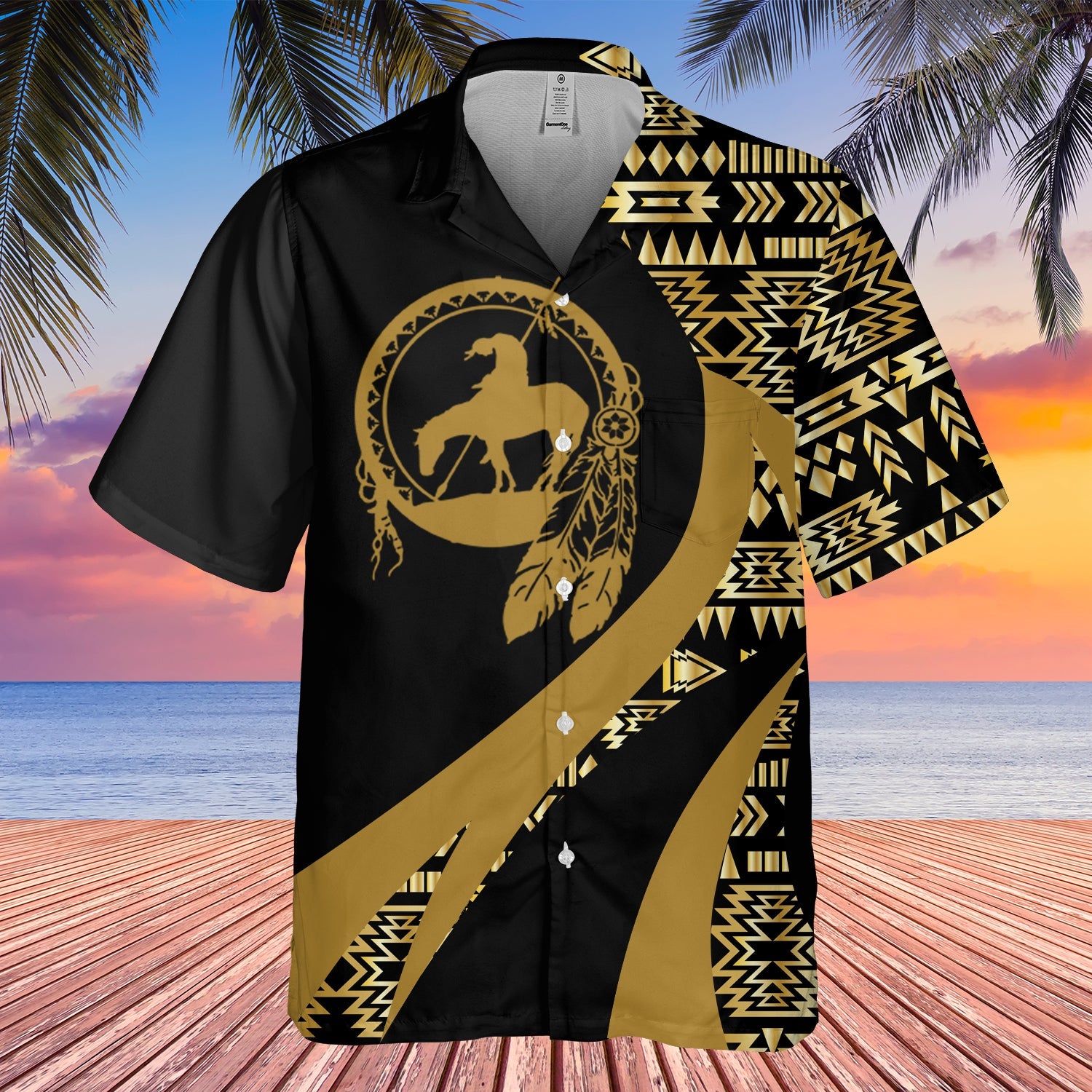 GB-HW000962 Tribe Design Native American Hawaiian Shirt 3D