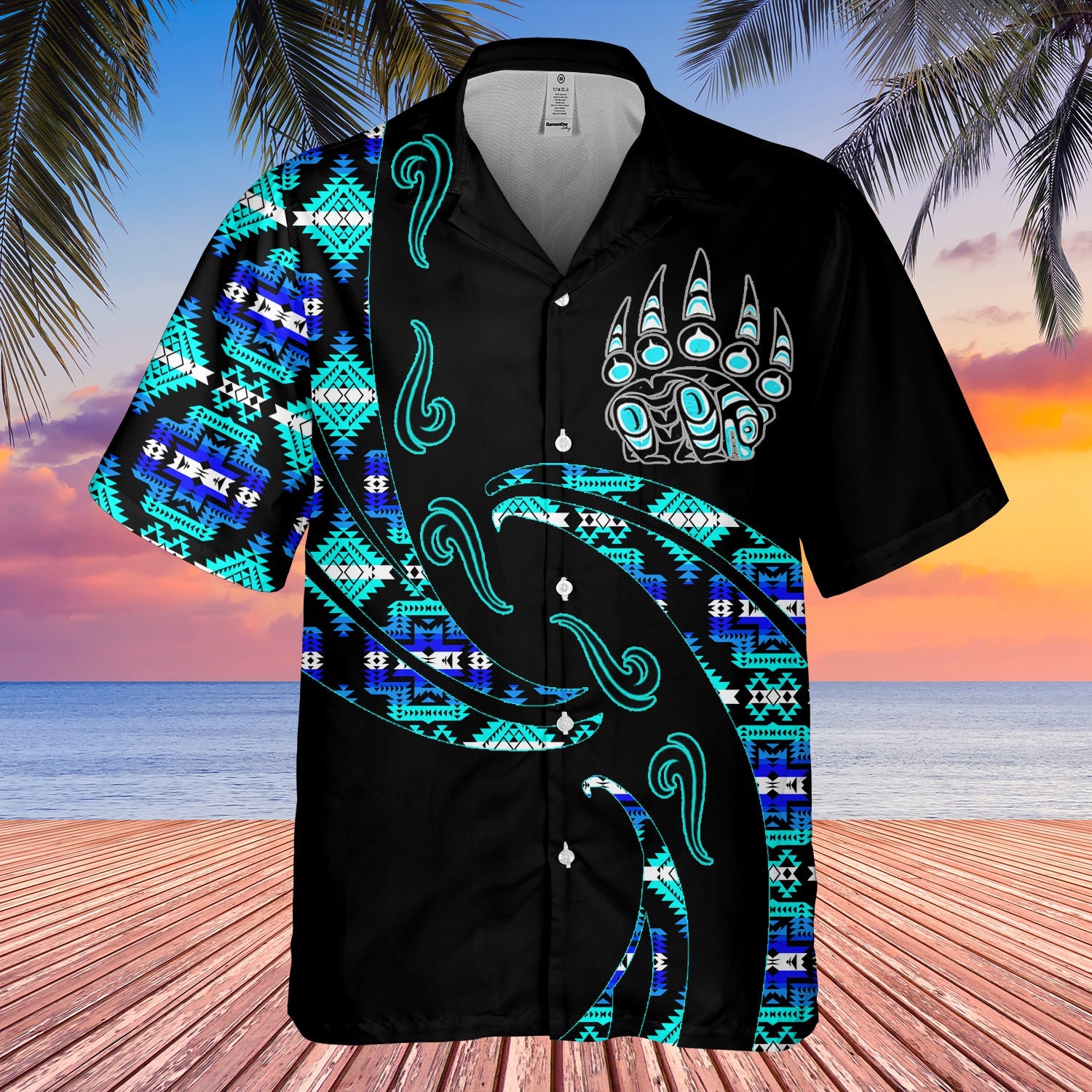 GB-HW001083 Tribe Design Native American Hawaiian Shirt 3D