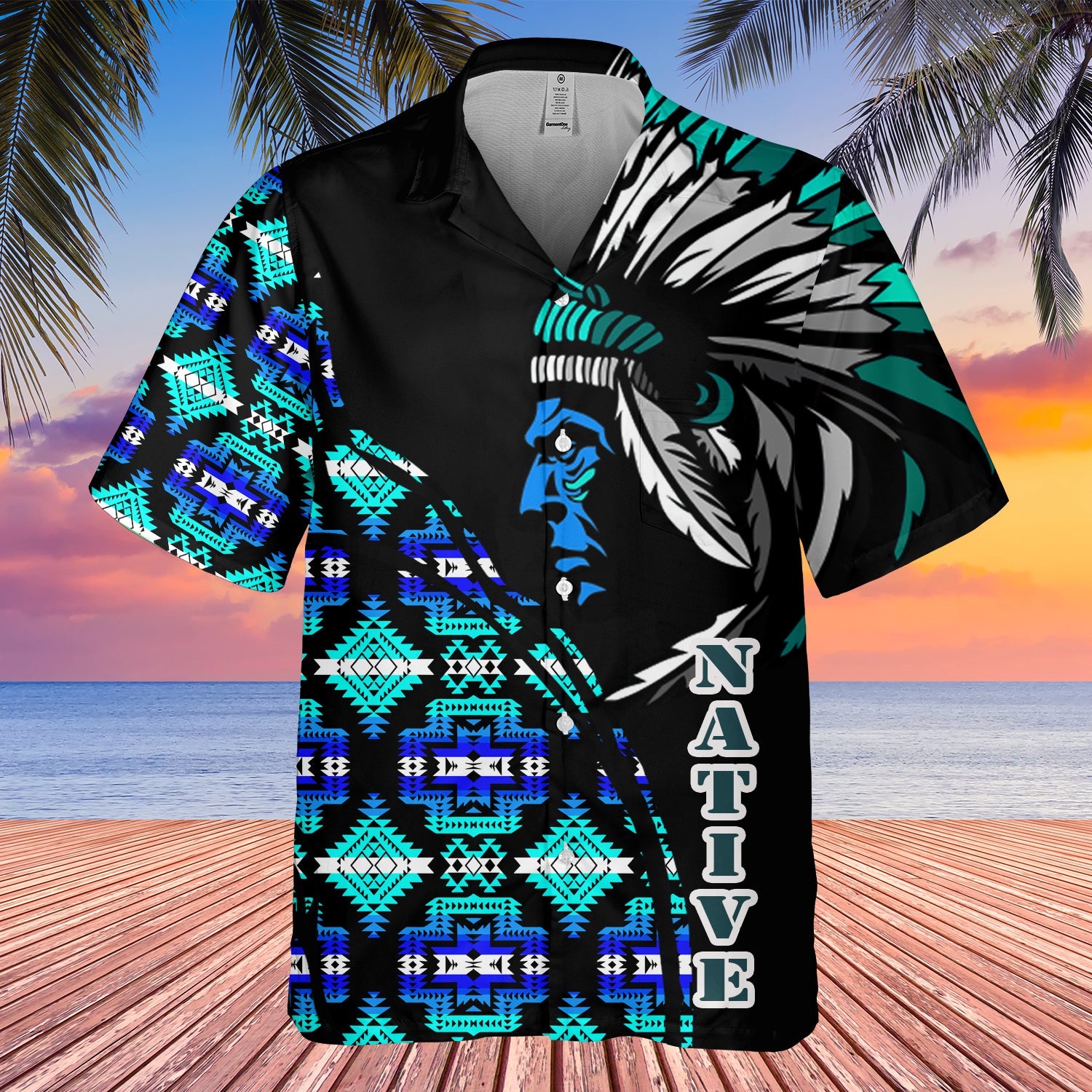 GB-HW000219 Tribe Design Native American Hawaiian Shirt 3D