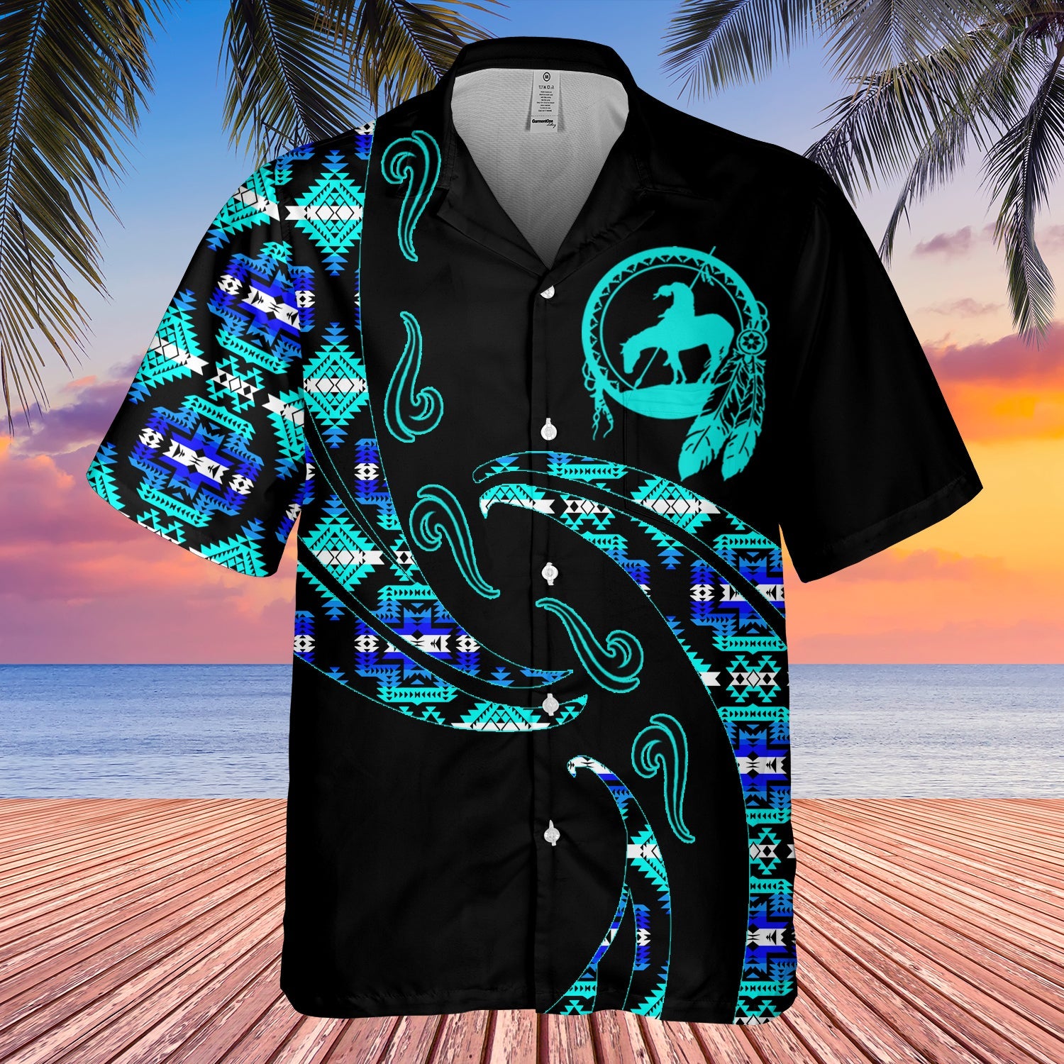 GB-HW001084 Tribe Design Native American Hawaiian Shirt 3D