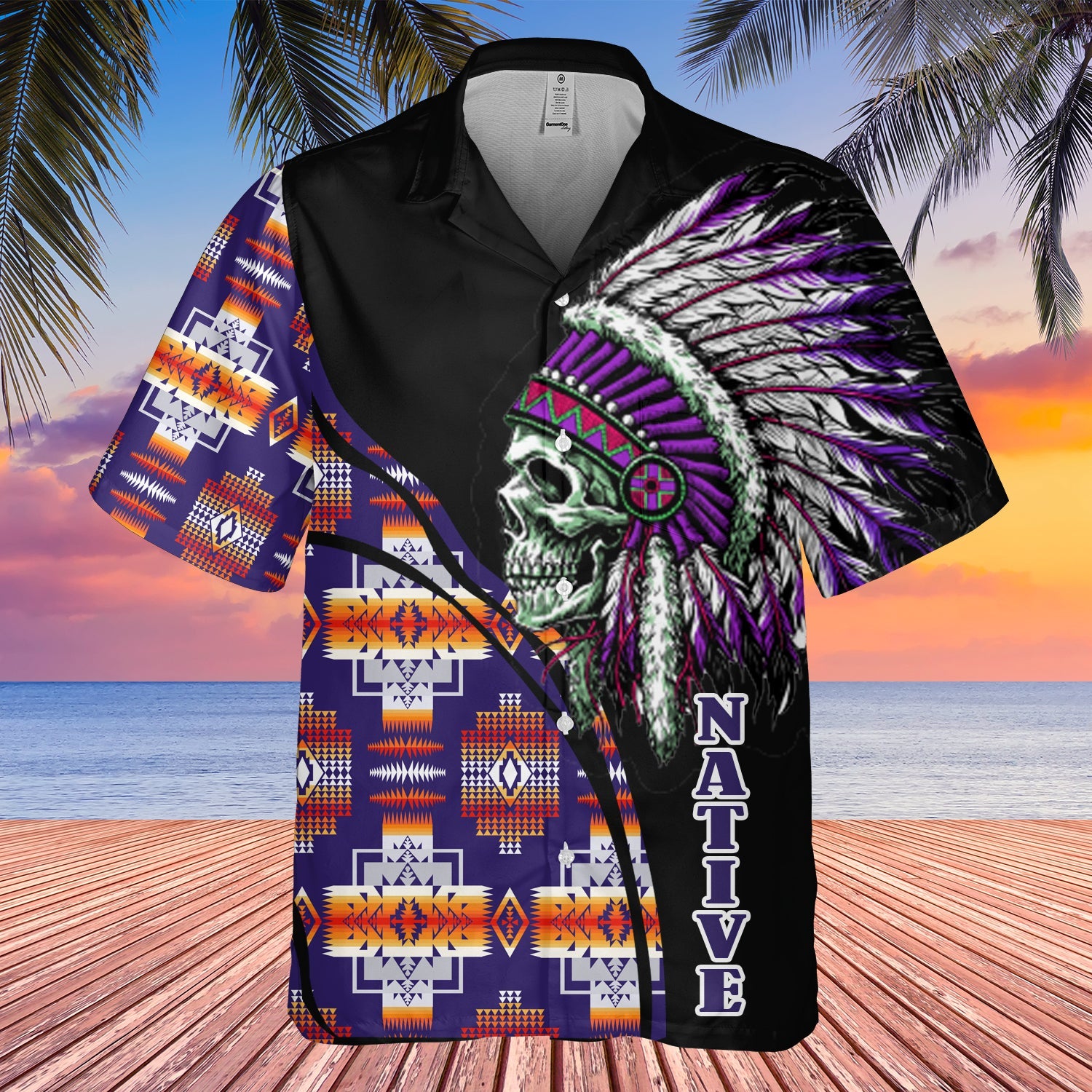 GB-HW000250 Tribe Design Native American Hawaiian Shirt 3D