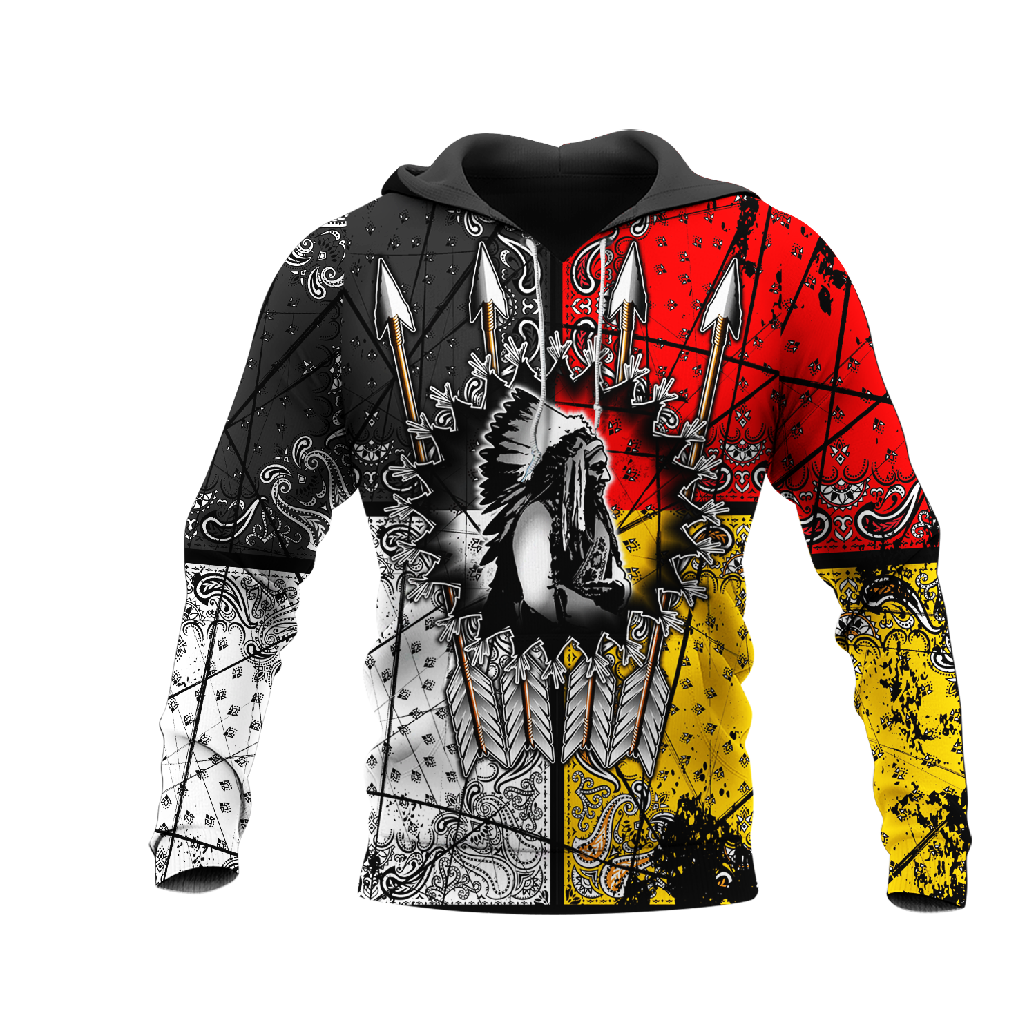 GB-NAT00015 Native American Chief 3D Pullover All Over Hoodie