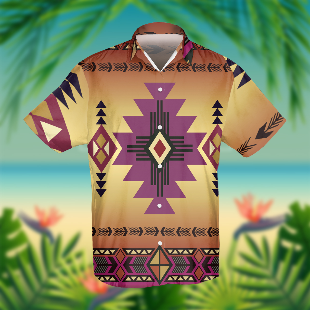 GB-NAT00057-06 Southwest Purple Pink Symbol Hawaiian Shirt 3D
