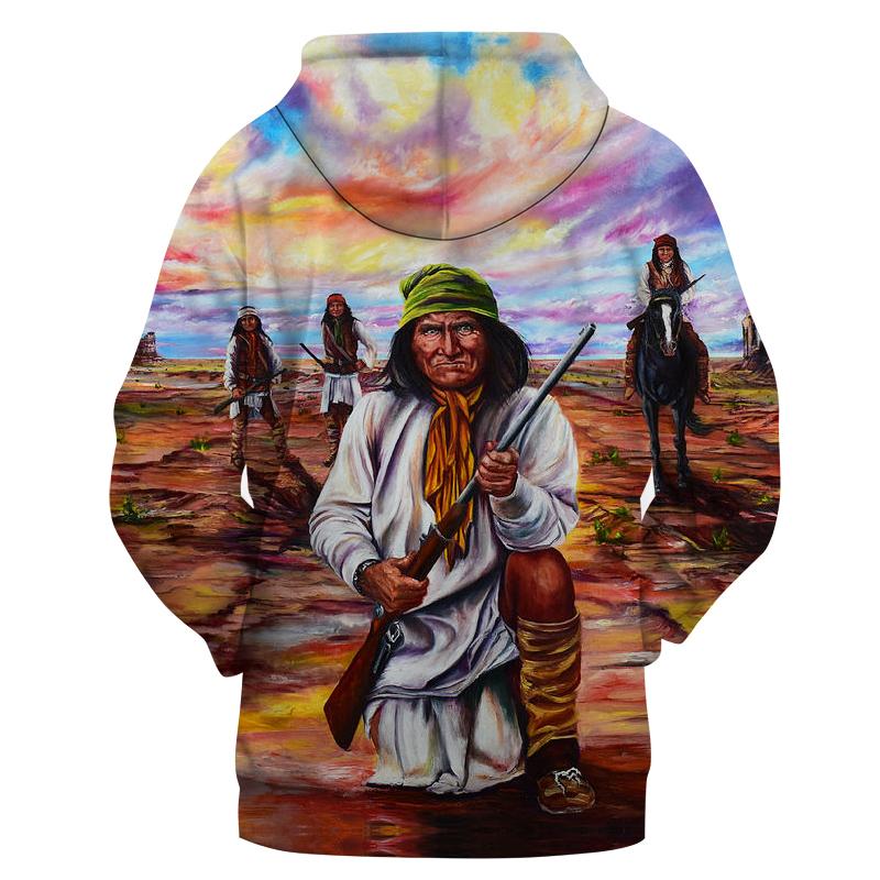 Native American Great Chief Geronimo 3D Pullover Hoodie no link