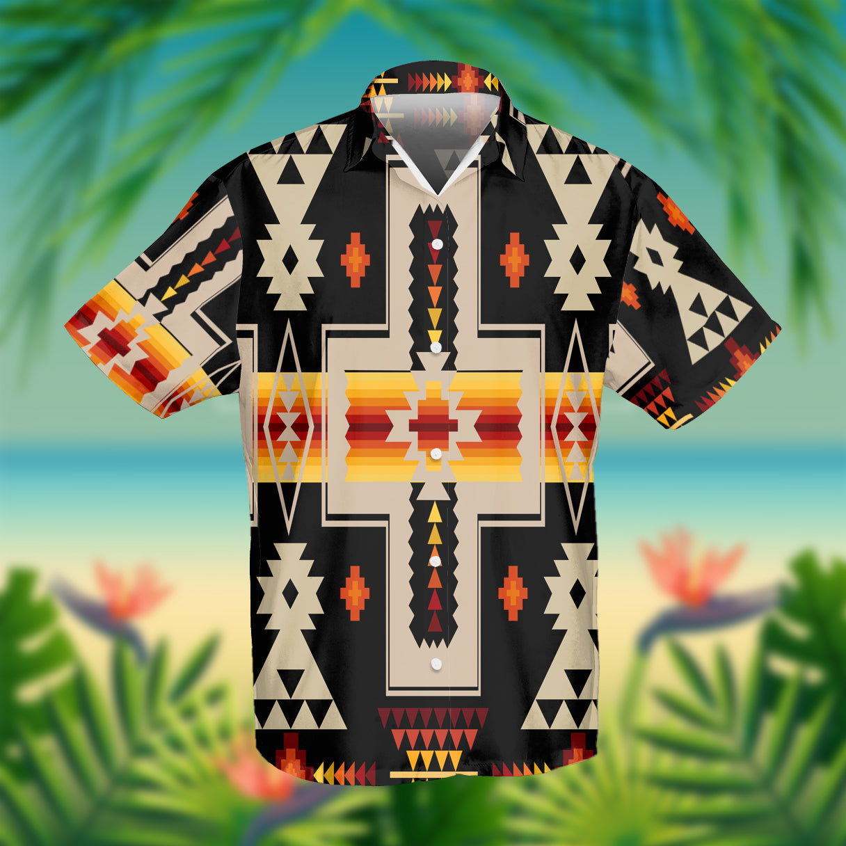 GB-NAT00062-01 Black Tribe Design Hawaiian Shirt 3D