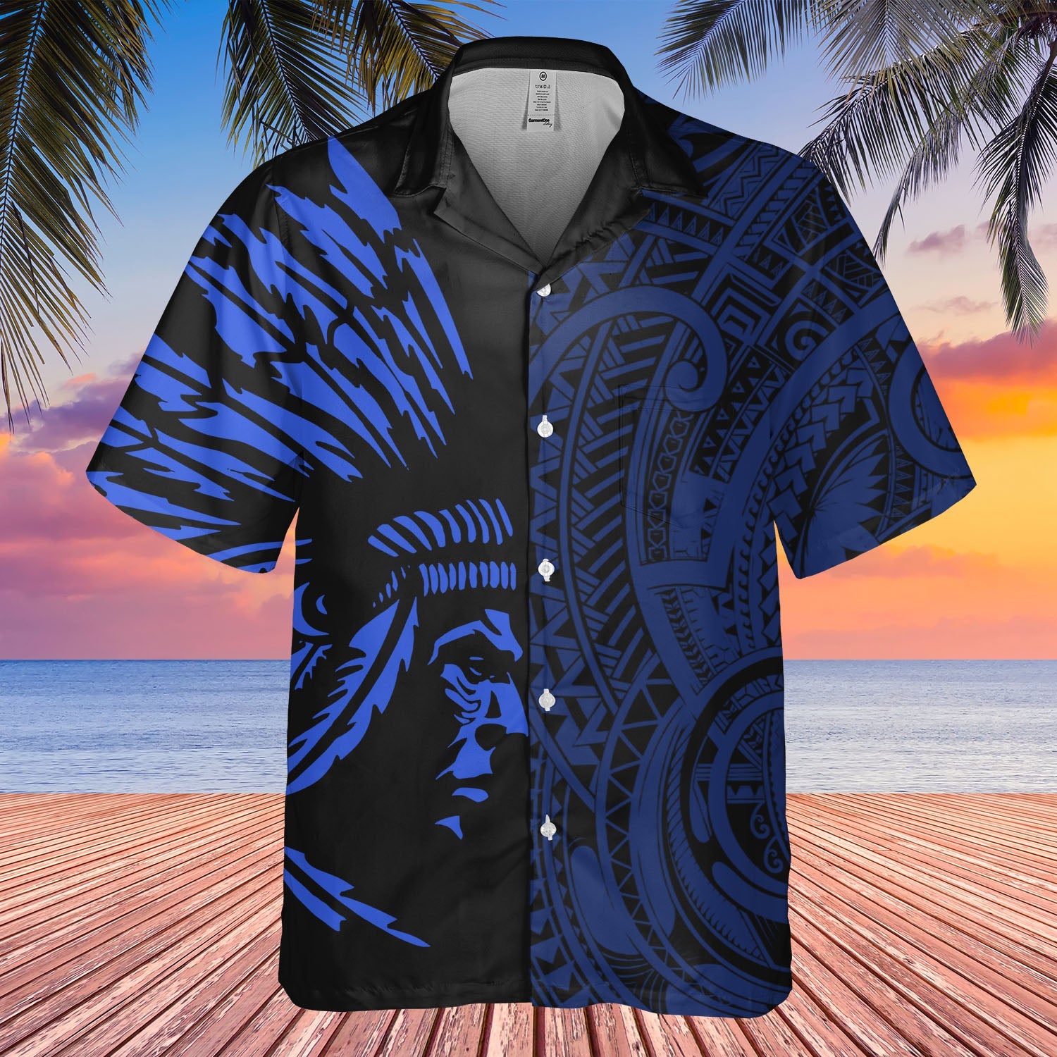 DS250731M03v3 Chief Native American Hawaiian Shirt 3D