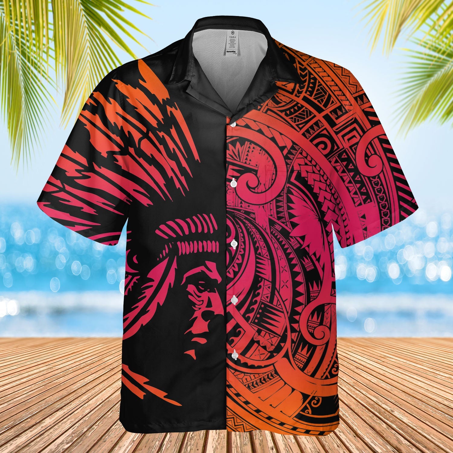 DS250731M03v9 Chief Native American Hawaiian Shirt 3D
