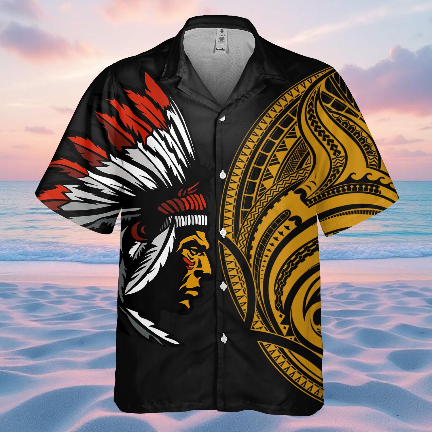 DS250731M05v4 Chief Native American Hawaiian Shirt 3D