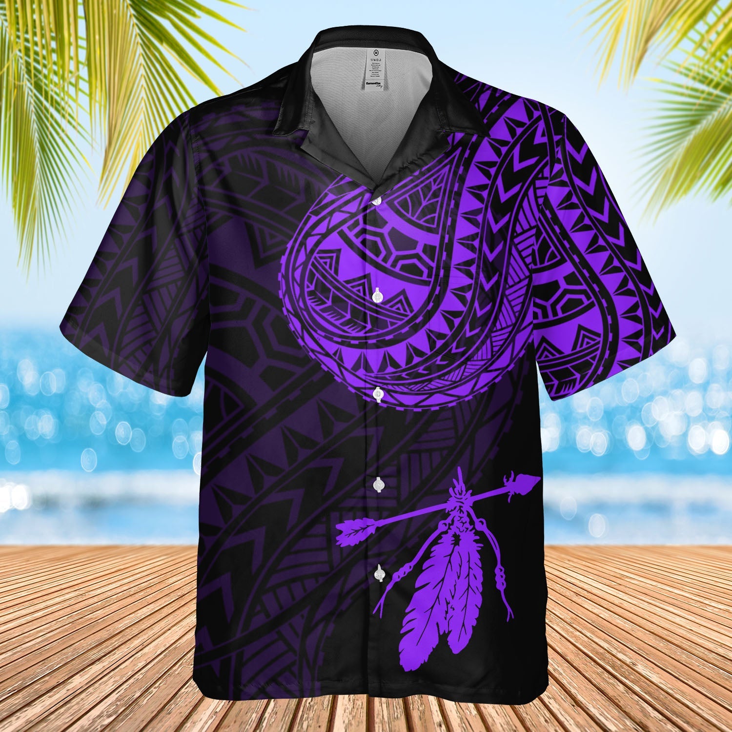 DS250807M01v34 Feather Native American Hawaiian Shirt 3D