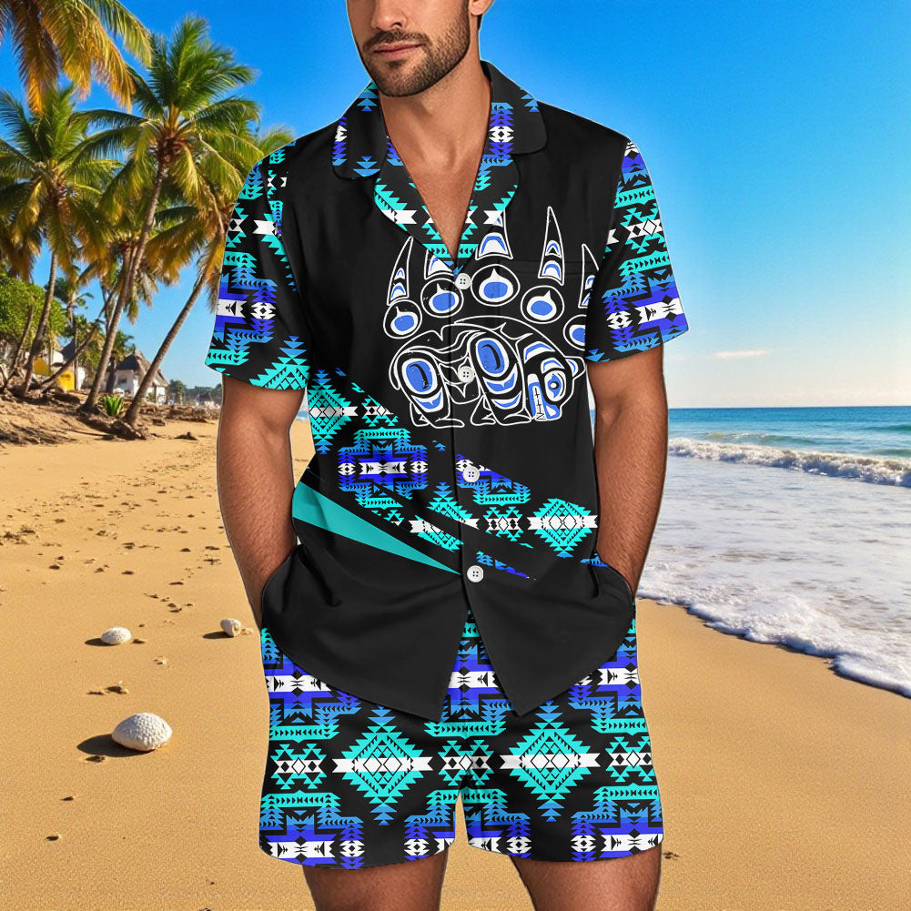 GB-HW000864 Native American Men Short Sleeve Button Pajamas