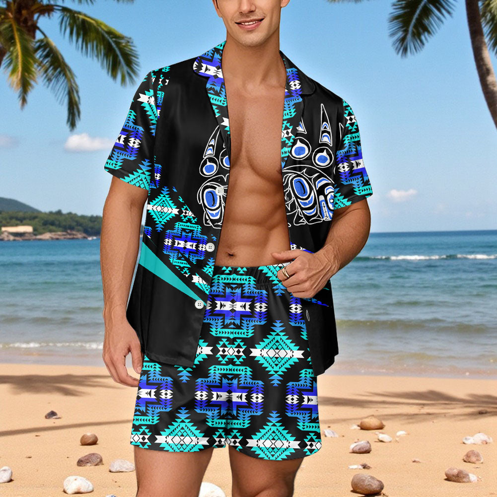 GB-HW000864 Native American Men Short Sleeve Button Pajamas