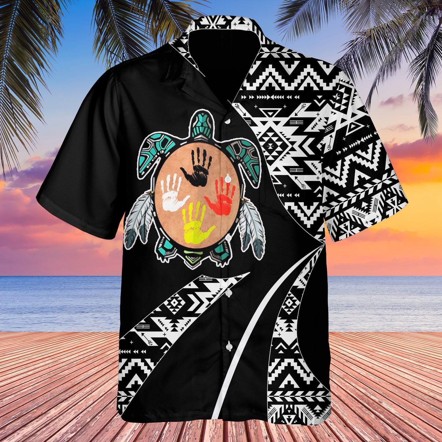 GB-HW0011194 Tribe Design Native American Hawaiian Shirt 3D