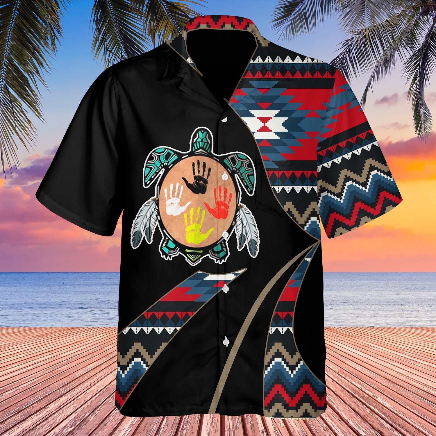 GB-HW0011216 Tribe Design Native American Hawaiian Shirt 3D