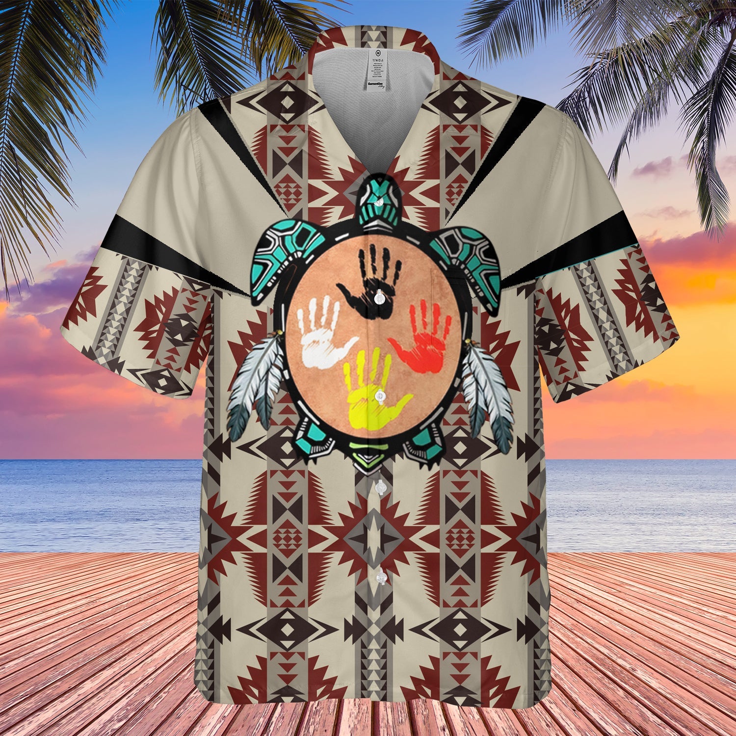 GB-HW0011425 Turtle Symbol Native American Hawaiian Shirt 3D