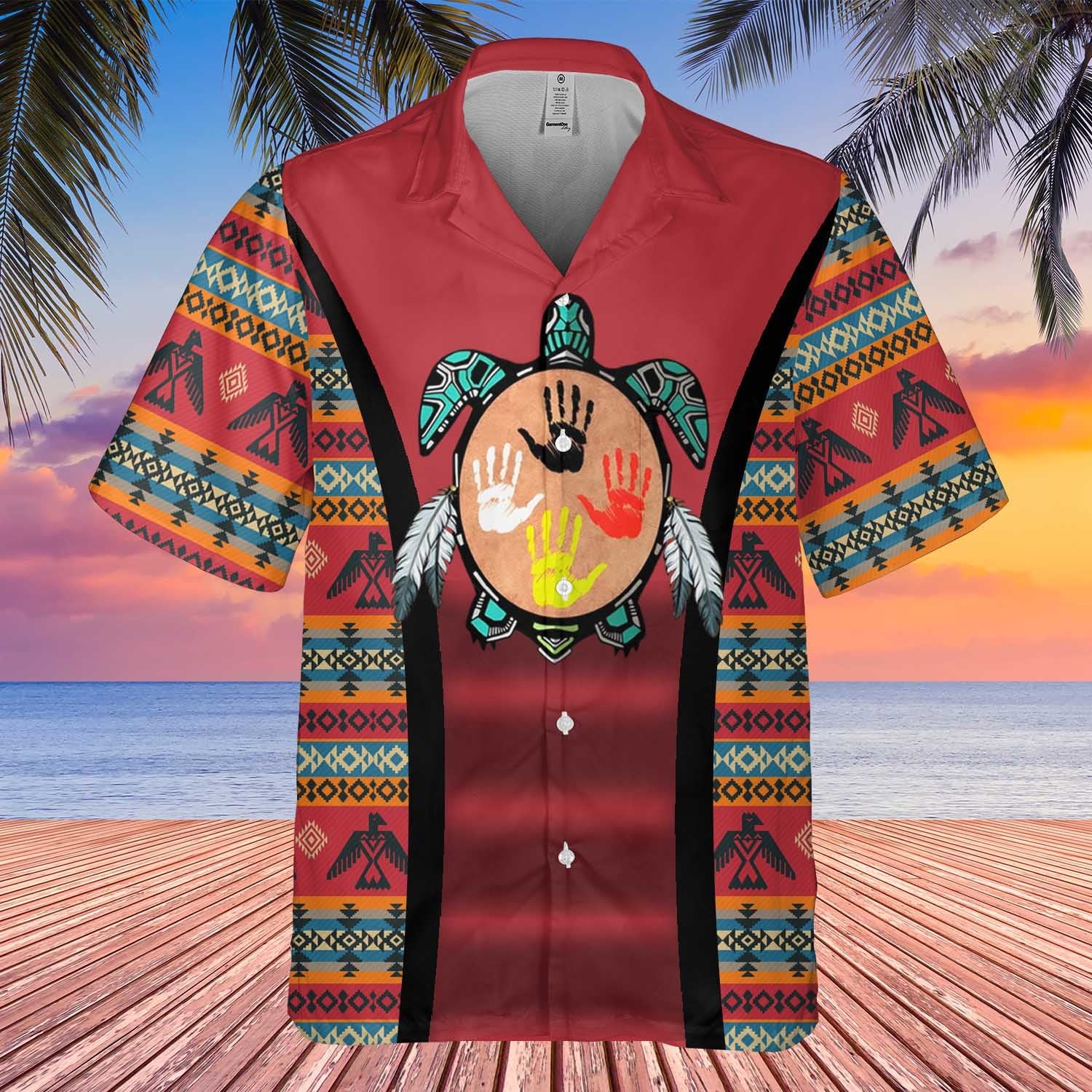 GB-HW0011451 Turtle Symbol Native American Hawaiian Shirt 3D